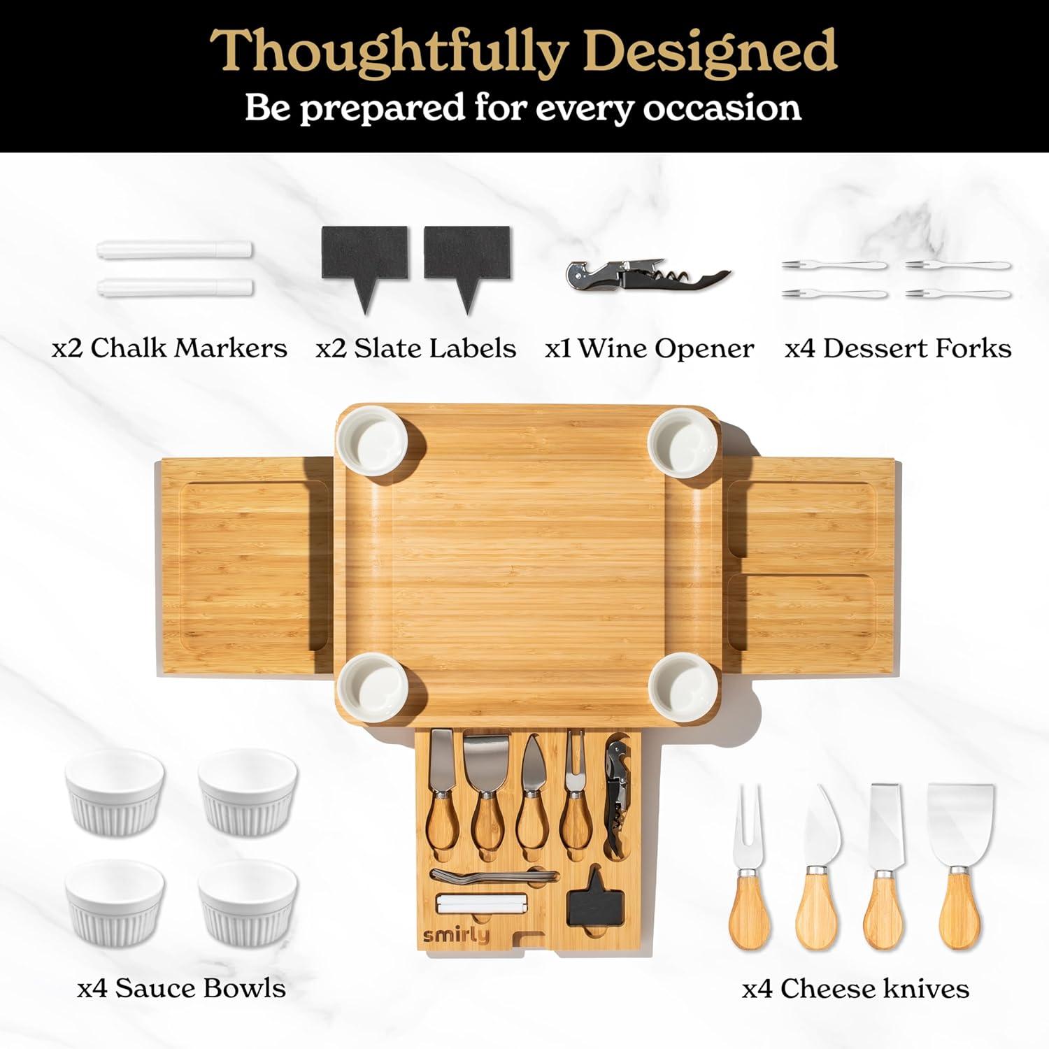 Large Bamboo Charcuterie and Cheese Board Set with Accessories