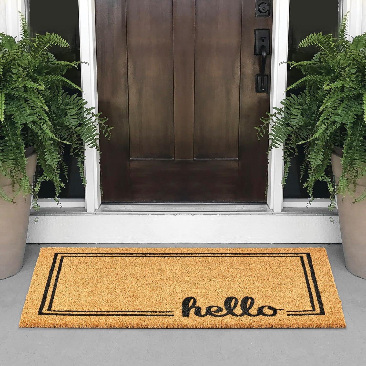 mDesign Welcome Entryway Doormat with Natural Fibers