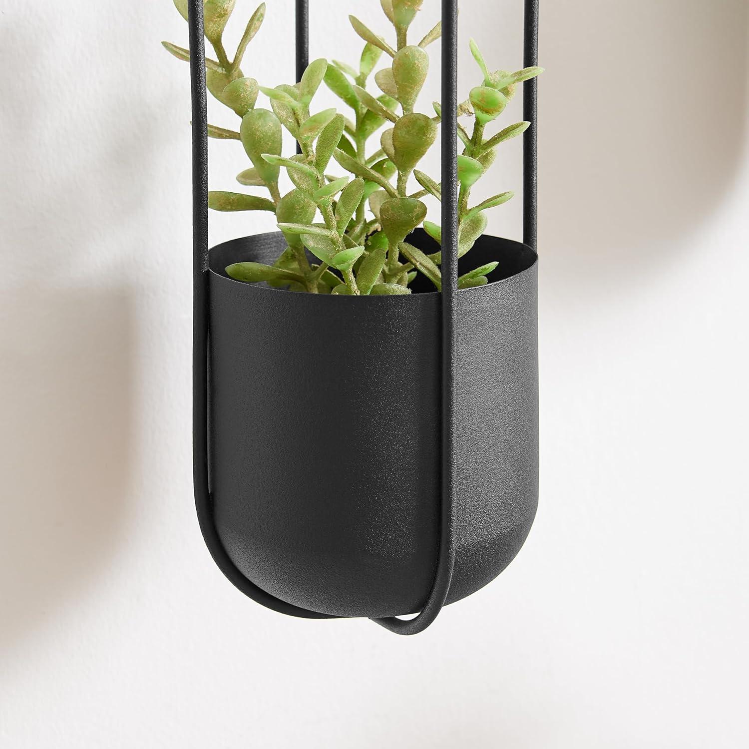 Danya B. Walter 2-Piece Modern Black Metal Oval Hanging Planter Set with Chain Hanging Option