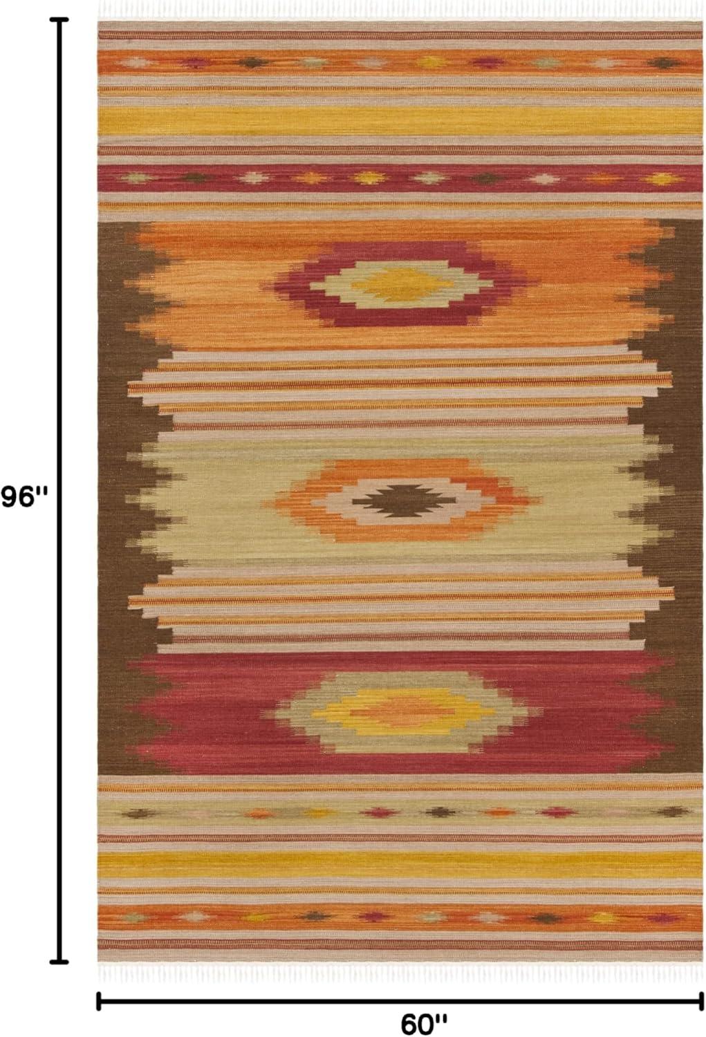 Kilim NVK176 Hand Woven Indoor Area Rug - Brown/Multi - 5'x8' - Safavieh