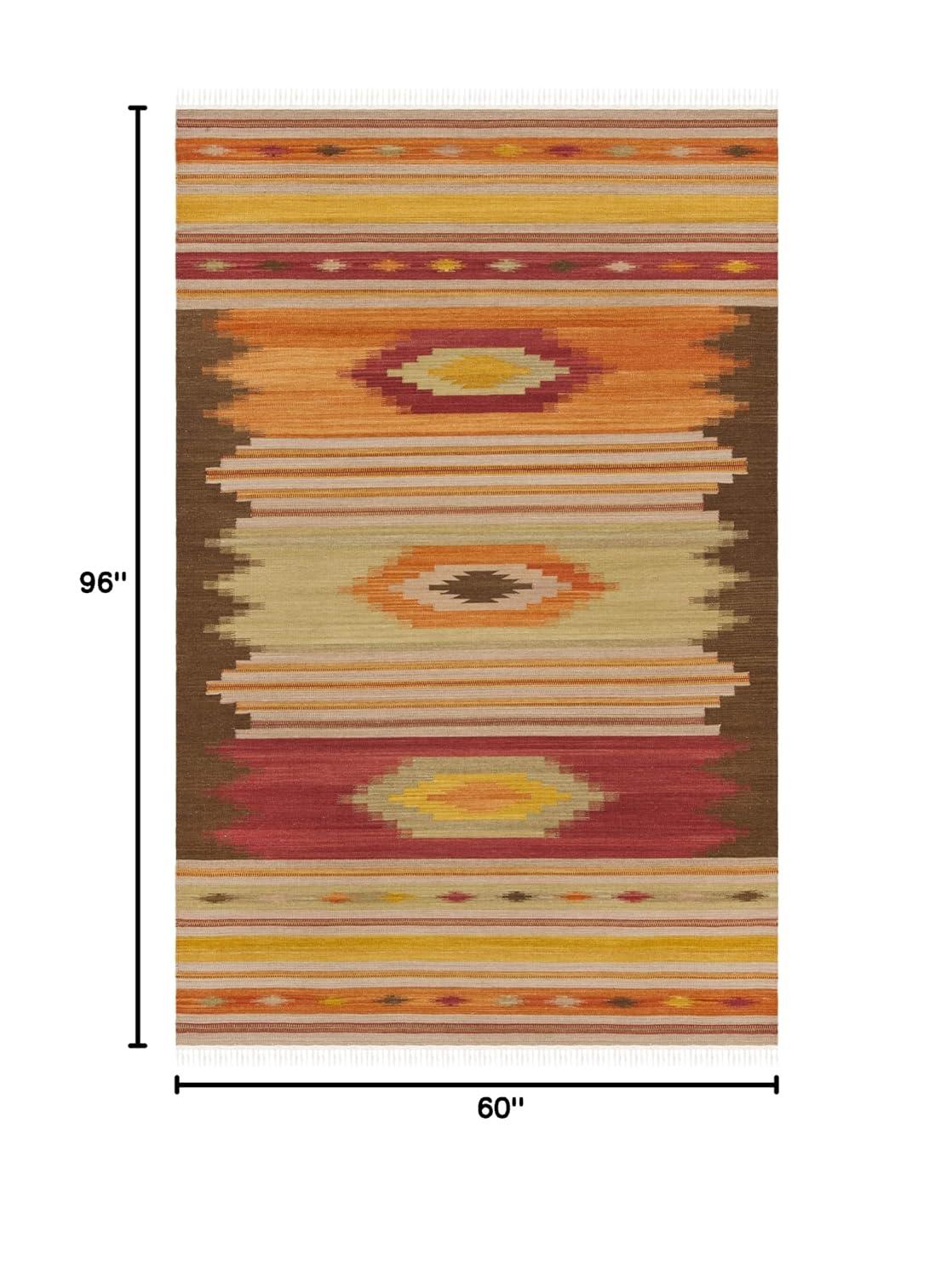 Kilim NVK176 Hand Woven Indoor Area Rug - Brown/Multi - 5'x8' - Safavieh