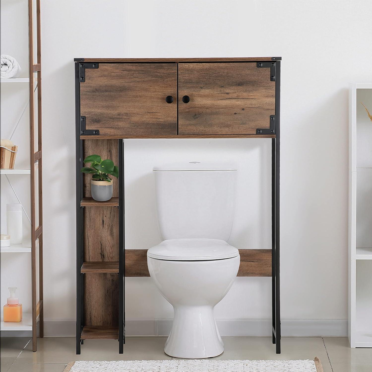 Landia Home over the Toilet Storage Cabinet, 3 Shelves, Brown Wood Finish