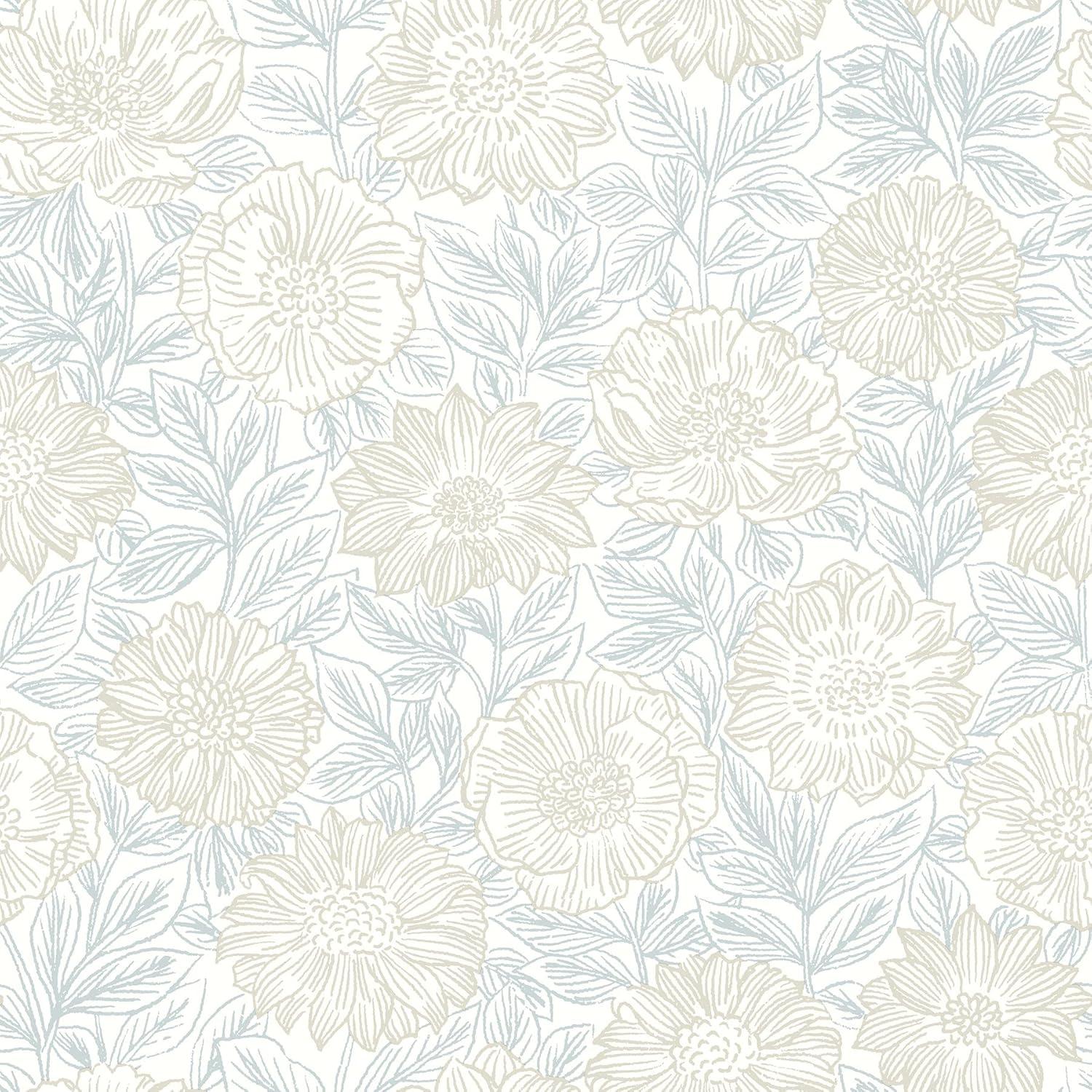 Faustin Neutral Floral Pre-pasted Washable Wallpaper