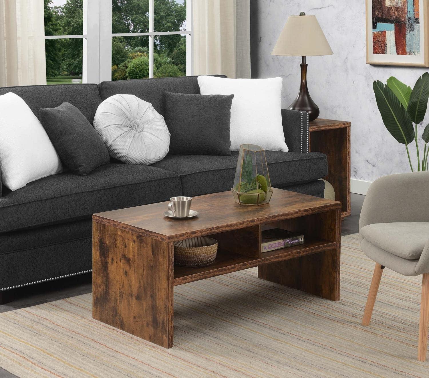 Convenience Concepts Northfield Admiral Deluxe Coffee Table with Shelves, Barnwood