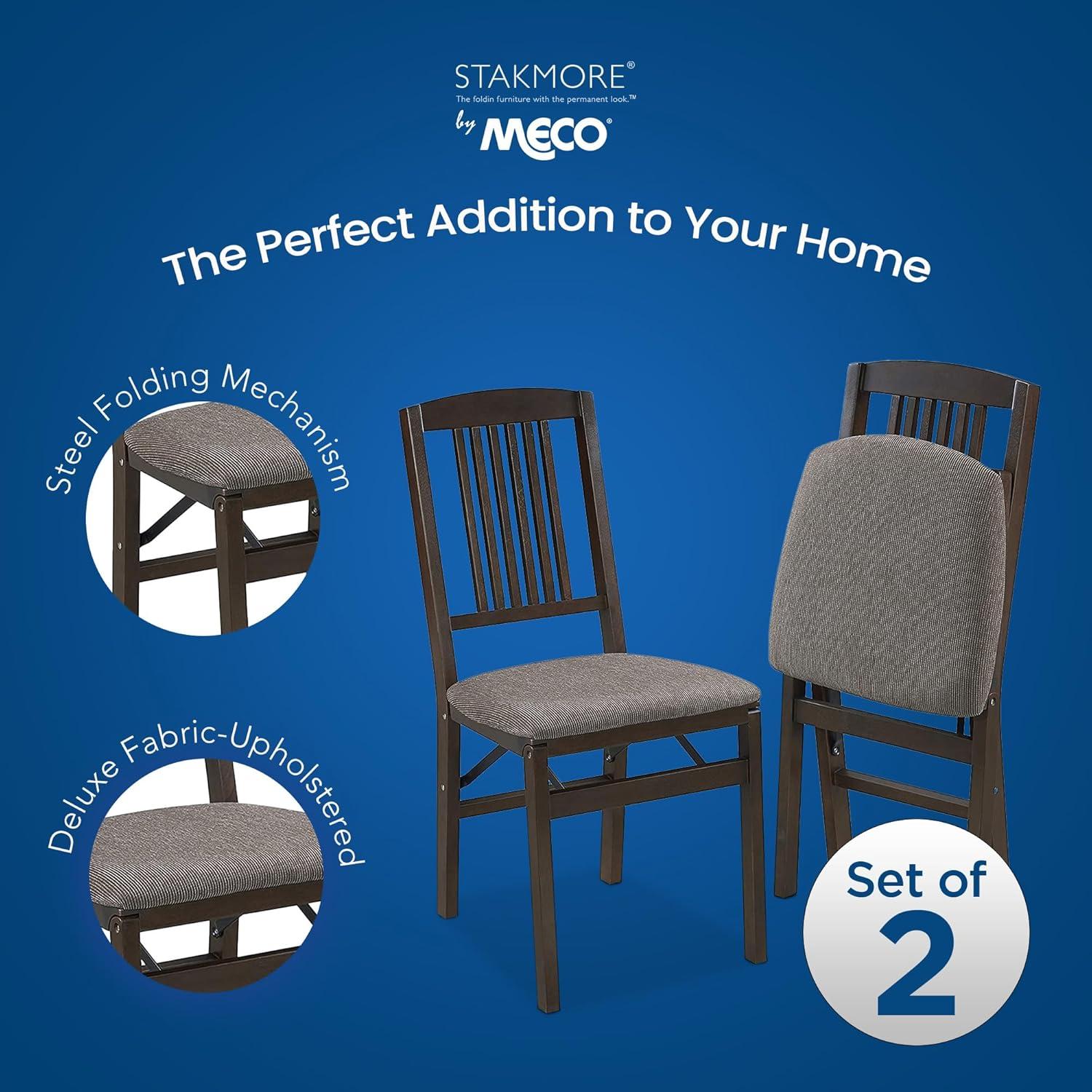 MECO Wood Fabric Upholstered Seat Folding Chair