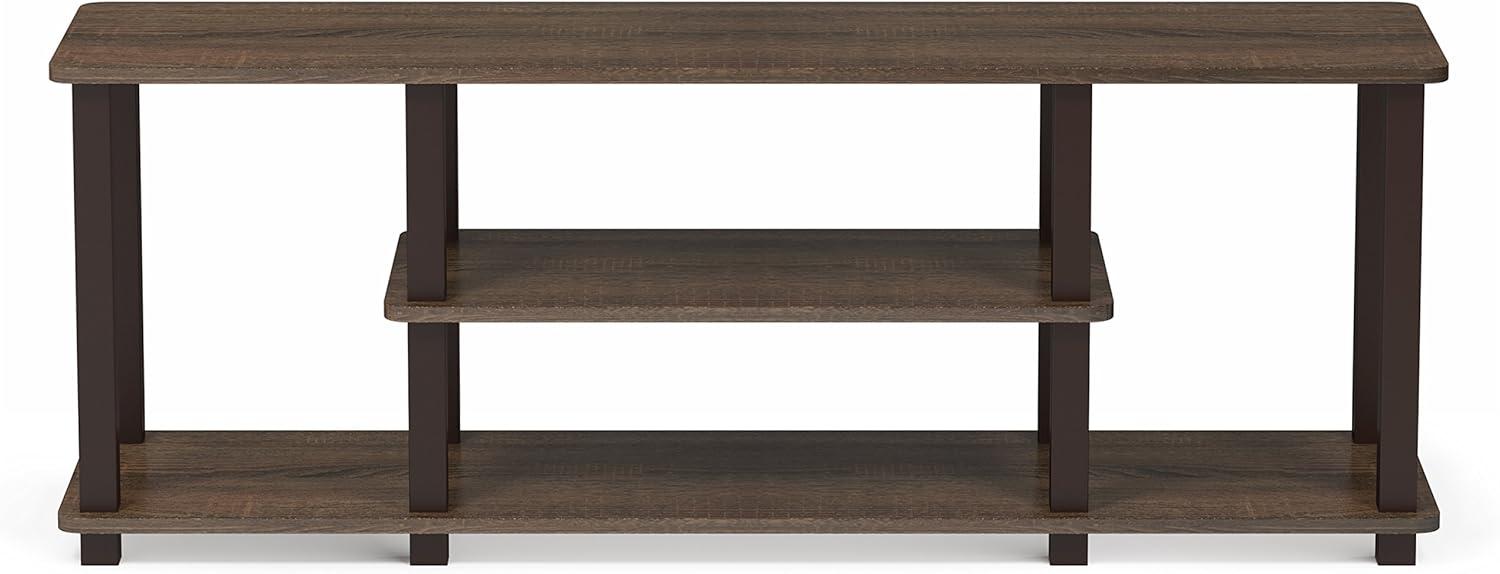 Furinno Turn-S-Tube No Tools 3D 3-Tier Entertainment TV Stands with Square Tube, Walnut/Brown, 18027WN/BR