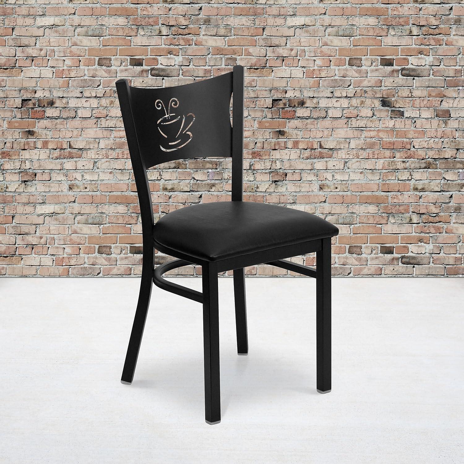 Black Metal Coffee Back Upholstered Dining Side Chair Set