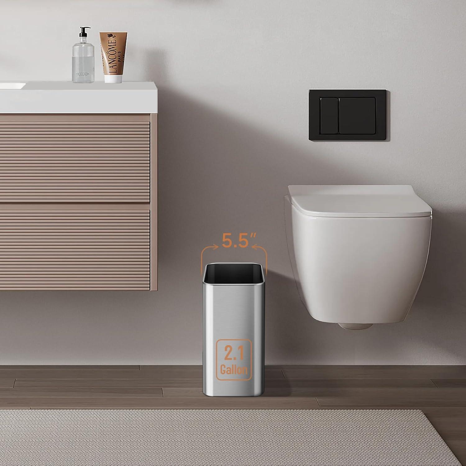 Stainless Steel Open-Top Trash Can - 2.1 Gallons