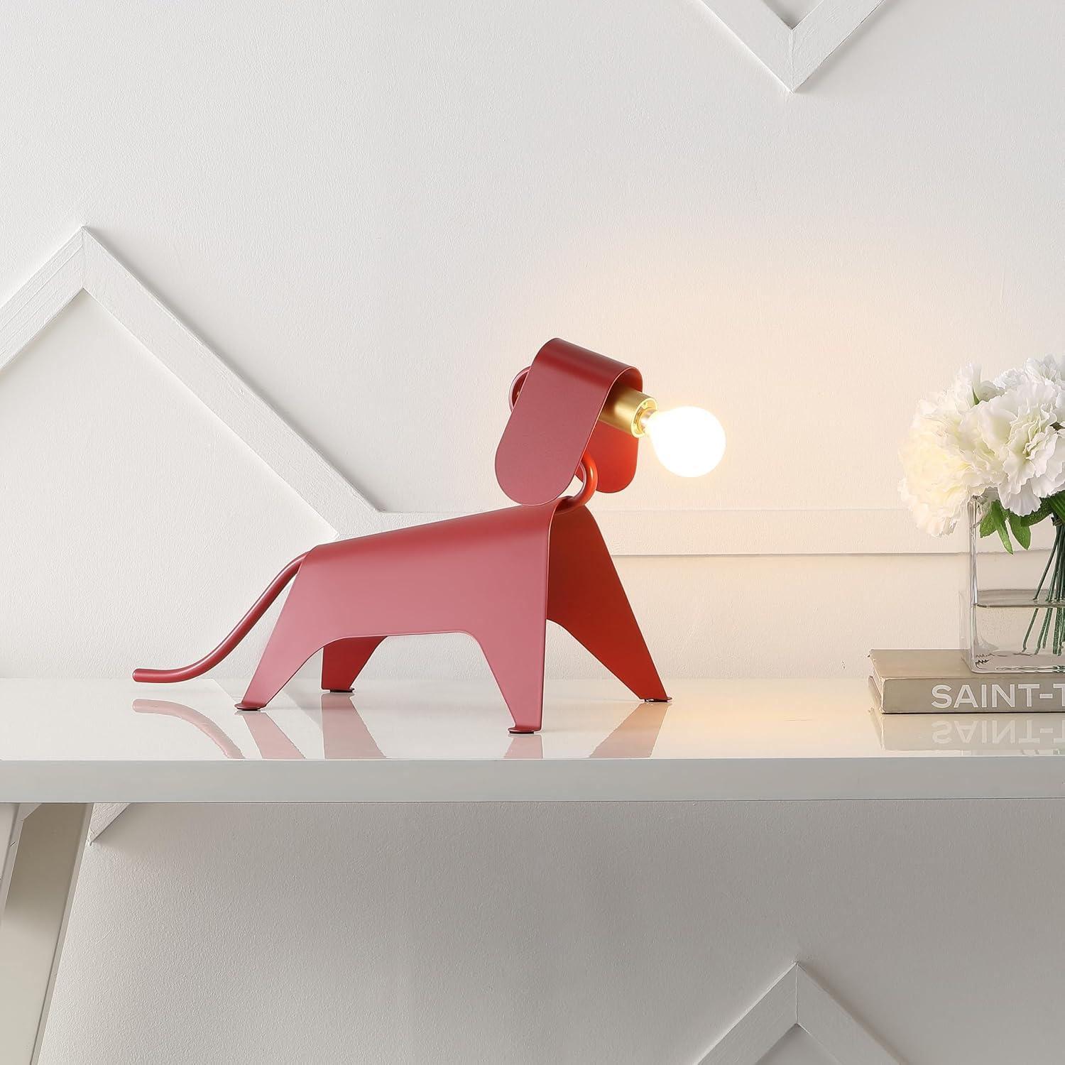 Red Modern Industrial Iron Canine LED Kids' Lamp