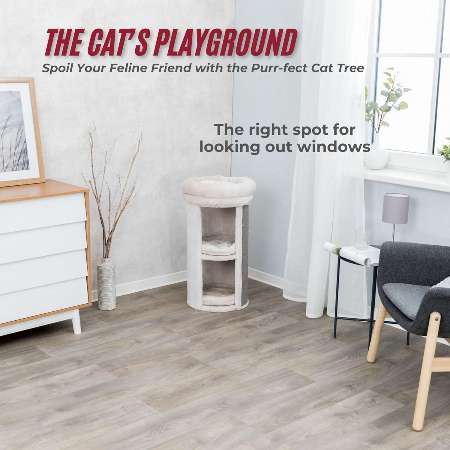 TRIXIE TRIXIE Mexia 29" Cat Tower, 2-Story Cat Condo, Removable Cushions, Cat Bed, Sisal Cat Scratcher, Cat Cube