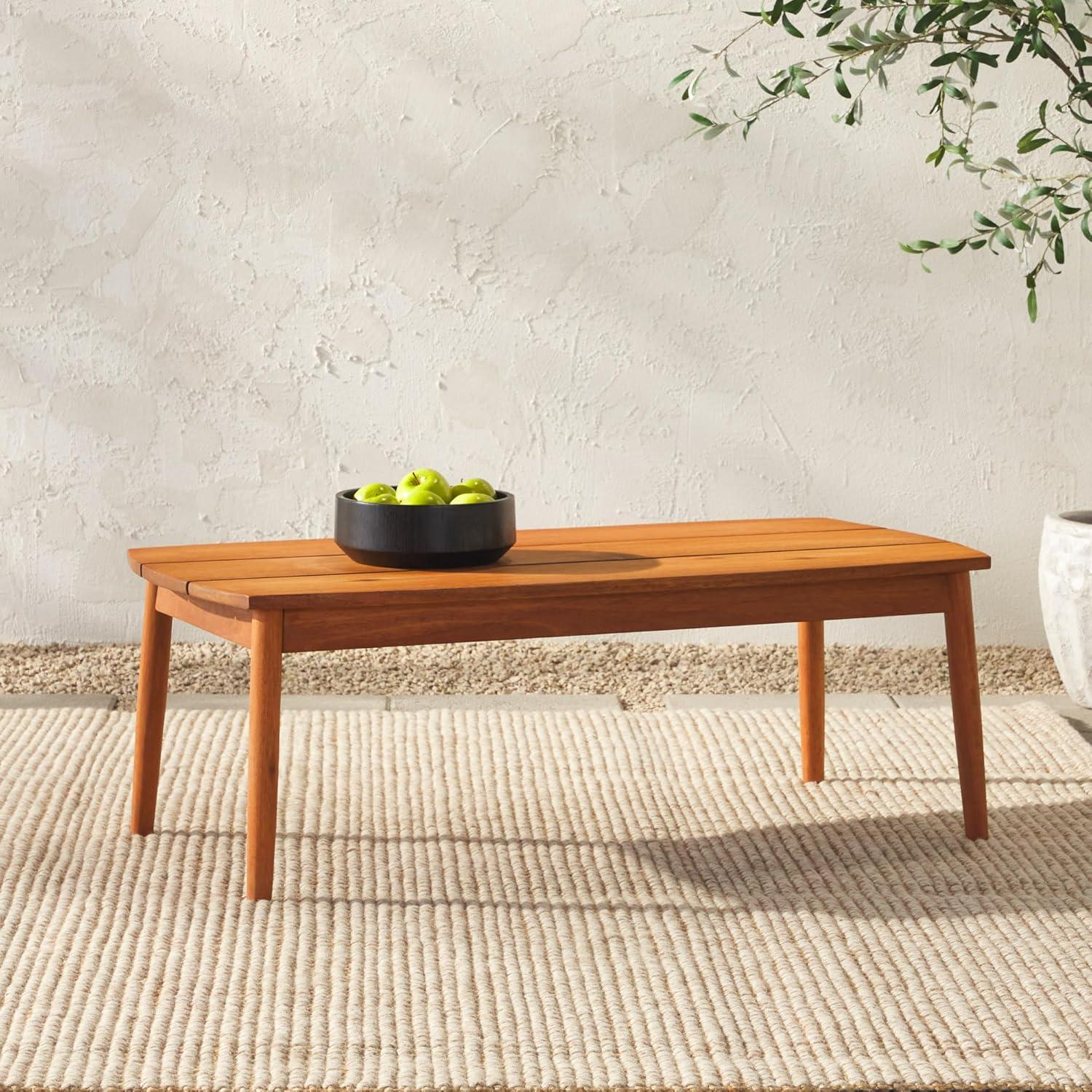 Mesa de Centro Moderna de Madera Maciza Estilo Huso para Exteriores - Marrón