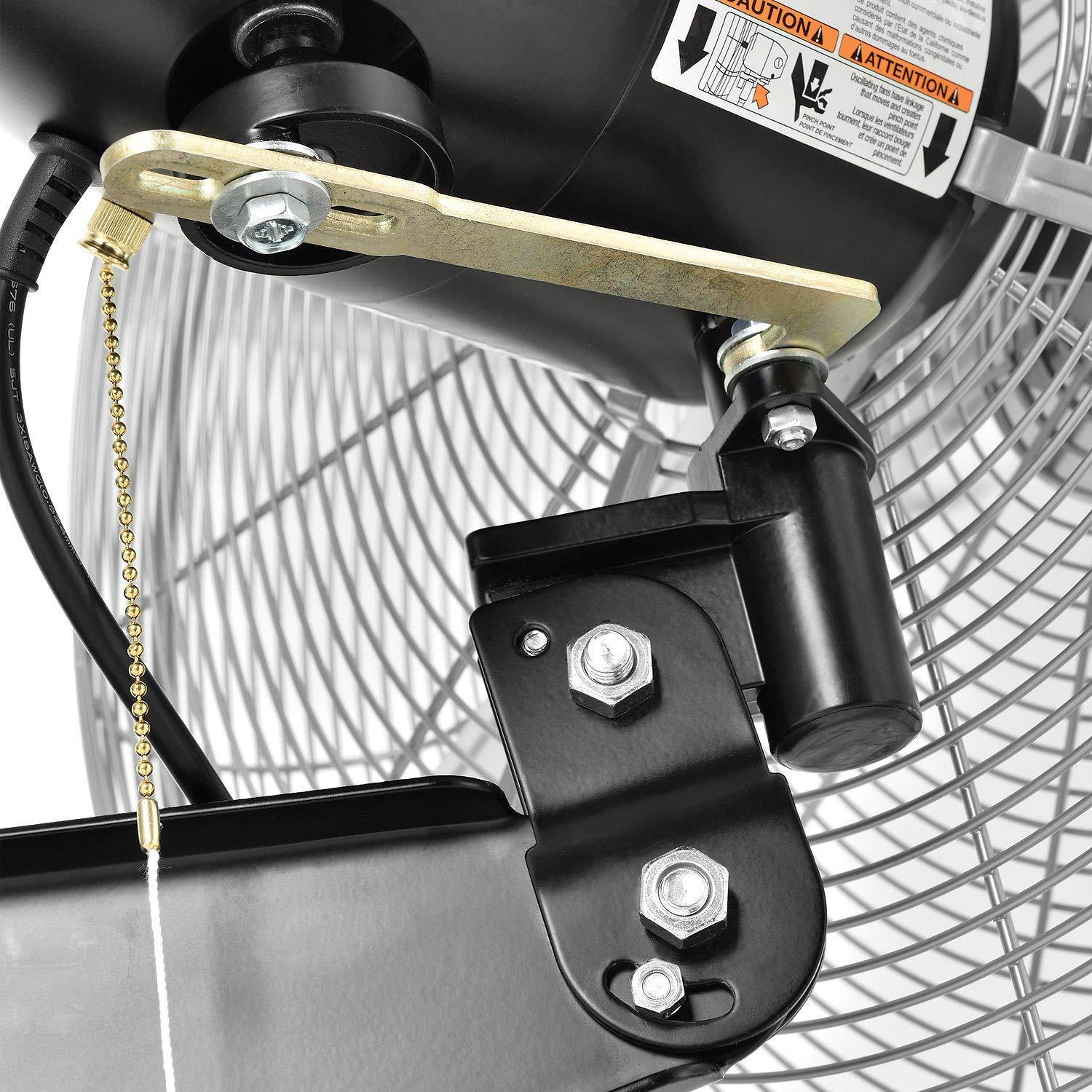 Industrial Silver 30" Wall Mount Oscillating Fan with Aluminum Blades