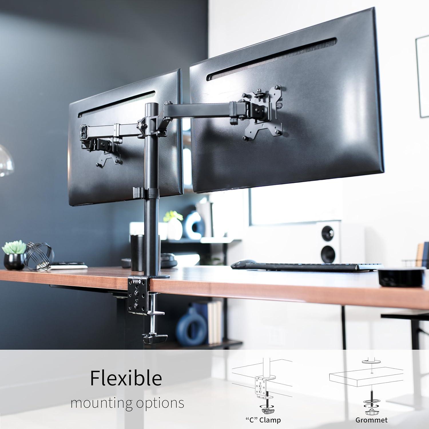 Vivo VIVO Dual Monitor Desk Mount Adjustable Stand, Fits Screens up to 30", STAND-V002 Series