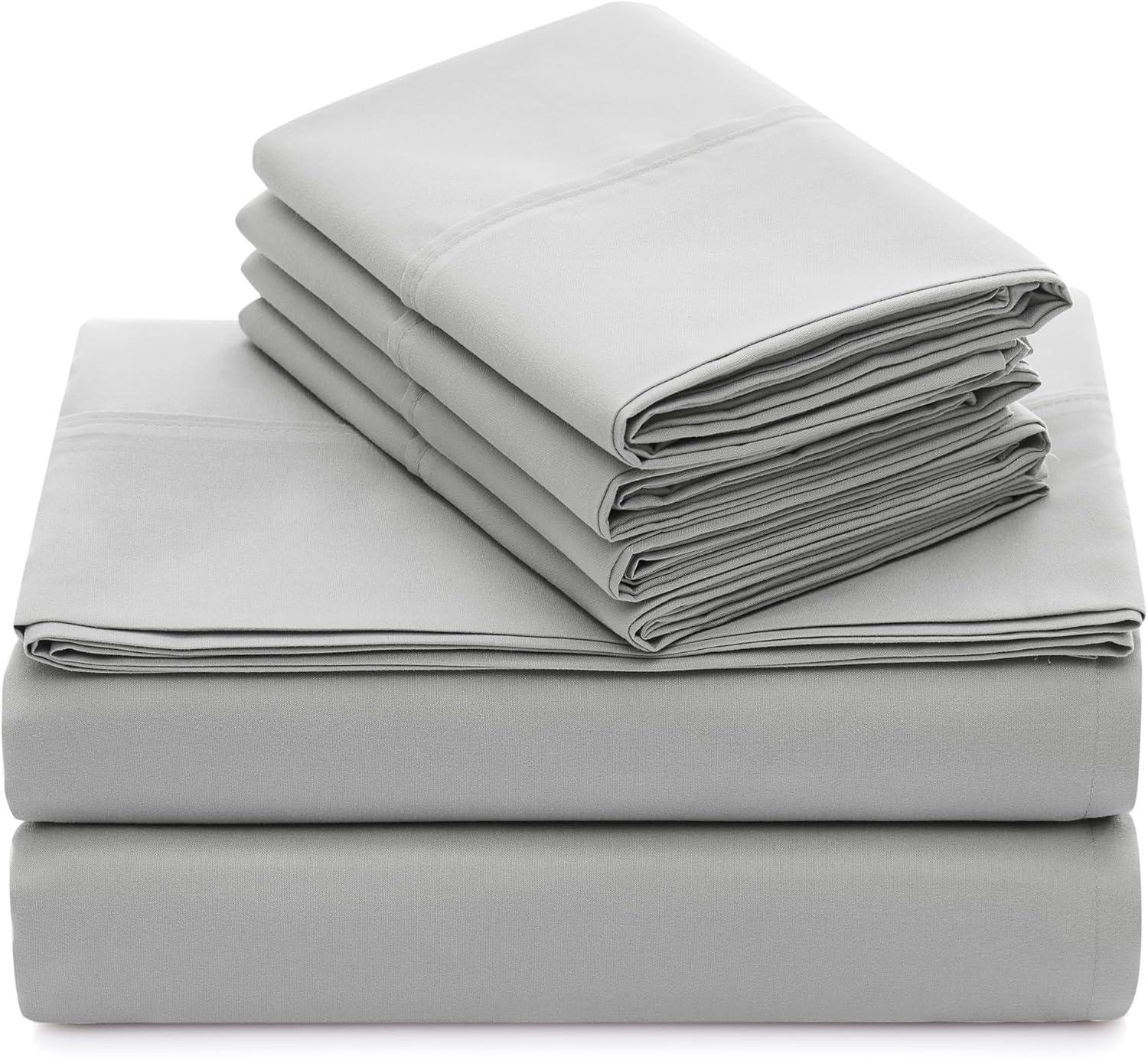 Gray Queen Deep Pocket Microfiber 6-Piece Sheet Set