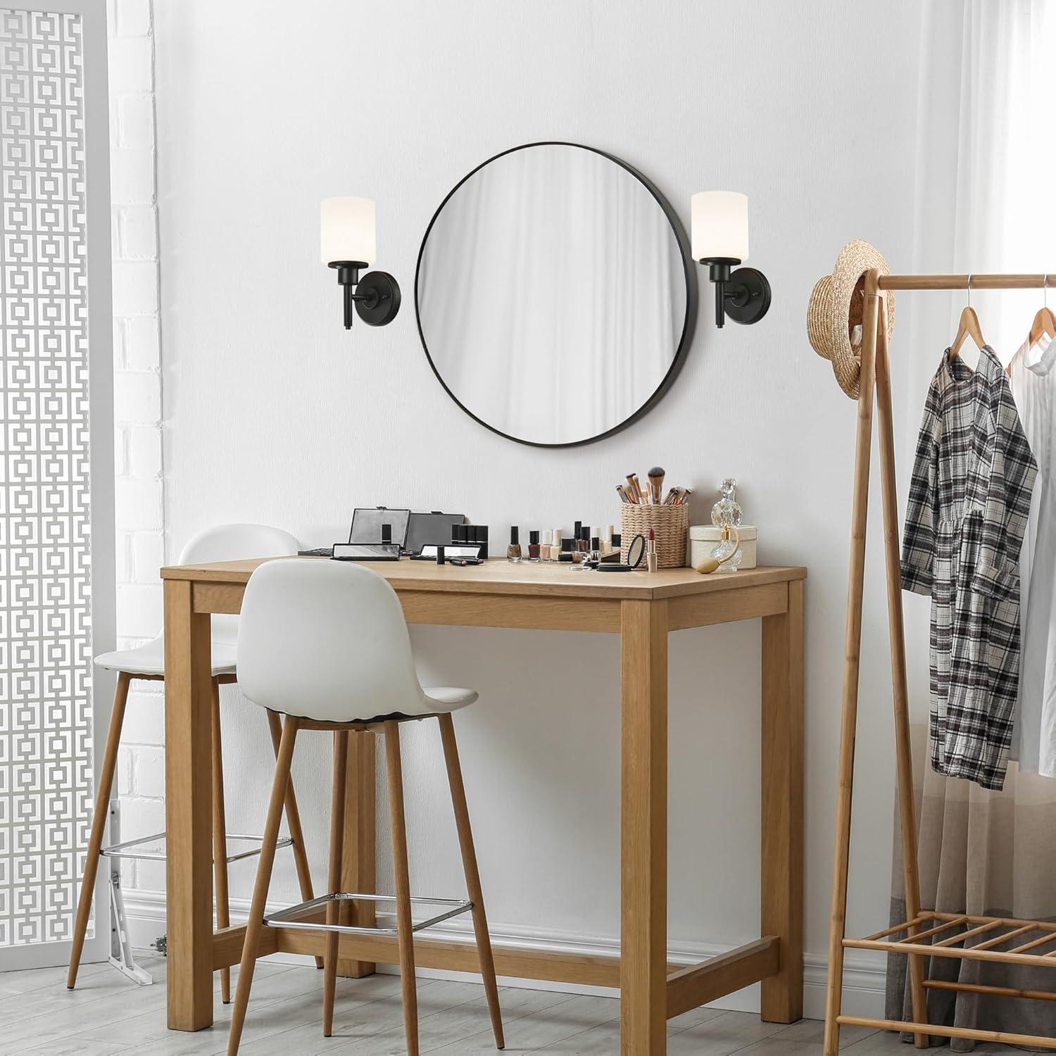 23.5 in. W x 23.5 in. H Metal Framed Flushmount Round Decorative Accent Bathroom Vanity Mirror with Black Frame