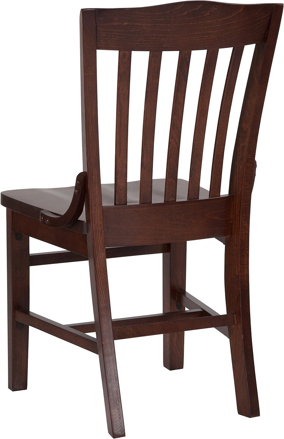 Traditional Walnut Wood Slat Back Dining Chair