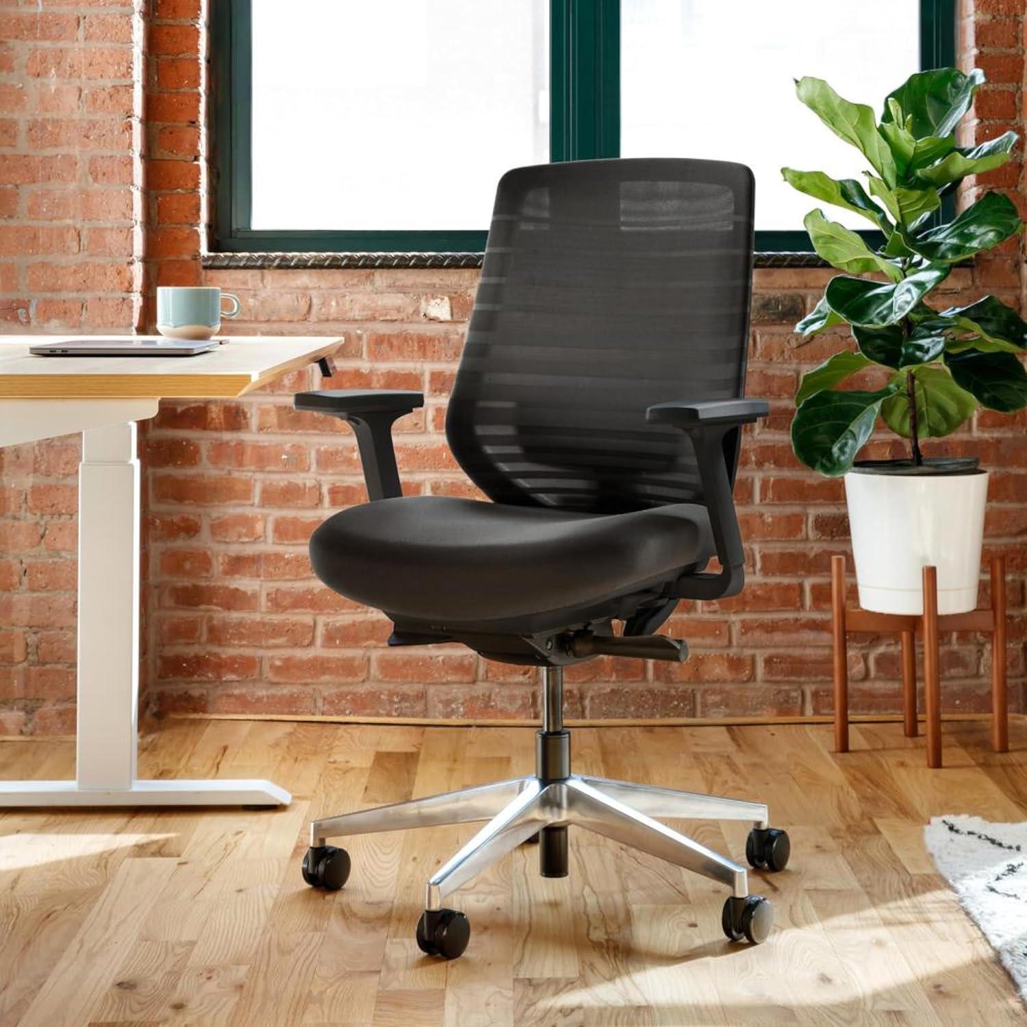 Black Mesh Swivel Ergonomic Task Chair with Adjustable Lumbar Support