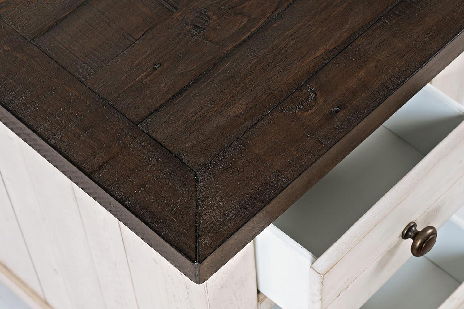 Jofran Madison County Rustic Reclaimed Pine Farmhouse Harris USB Charging Chairside Table