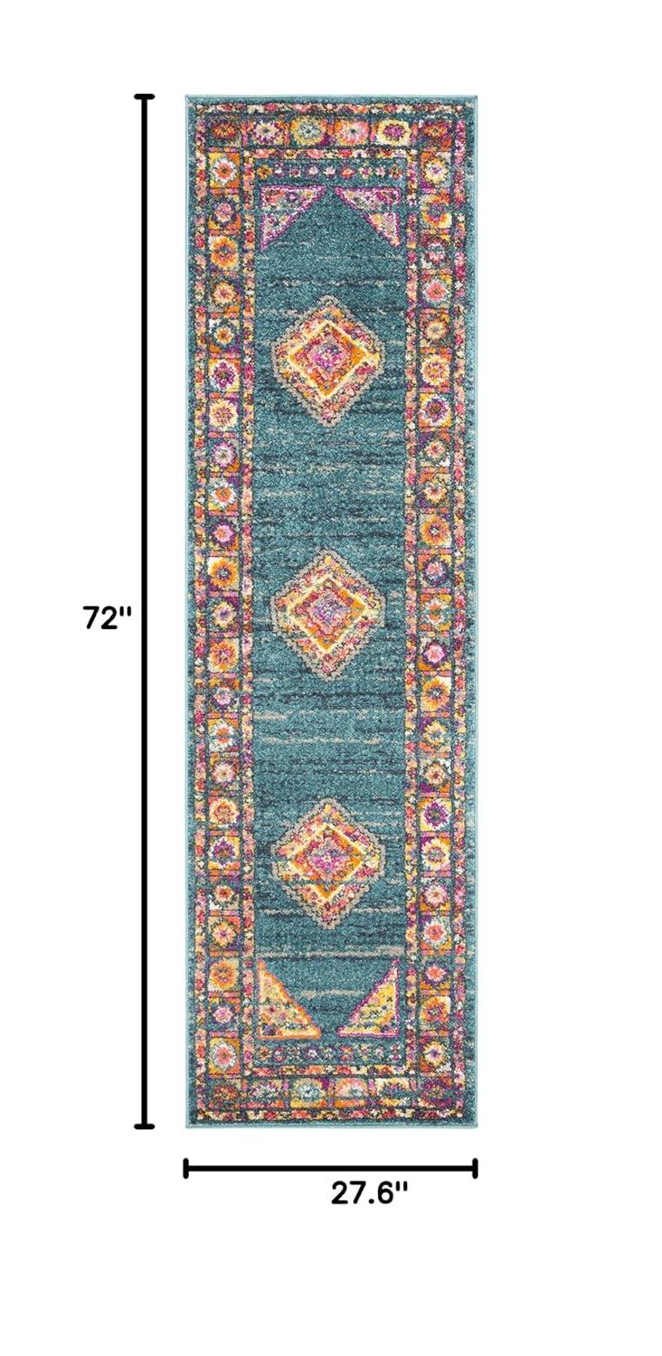 Madison MAD133 Power Loomed Indoor Runner Rug - Light Blue/Orange - 2'3"x6' - Safavieh