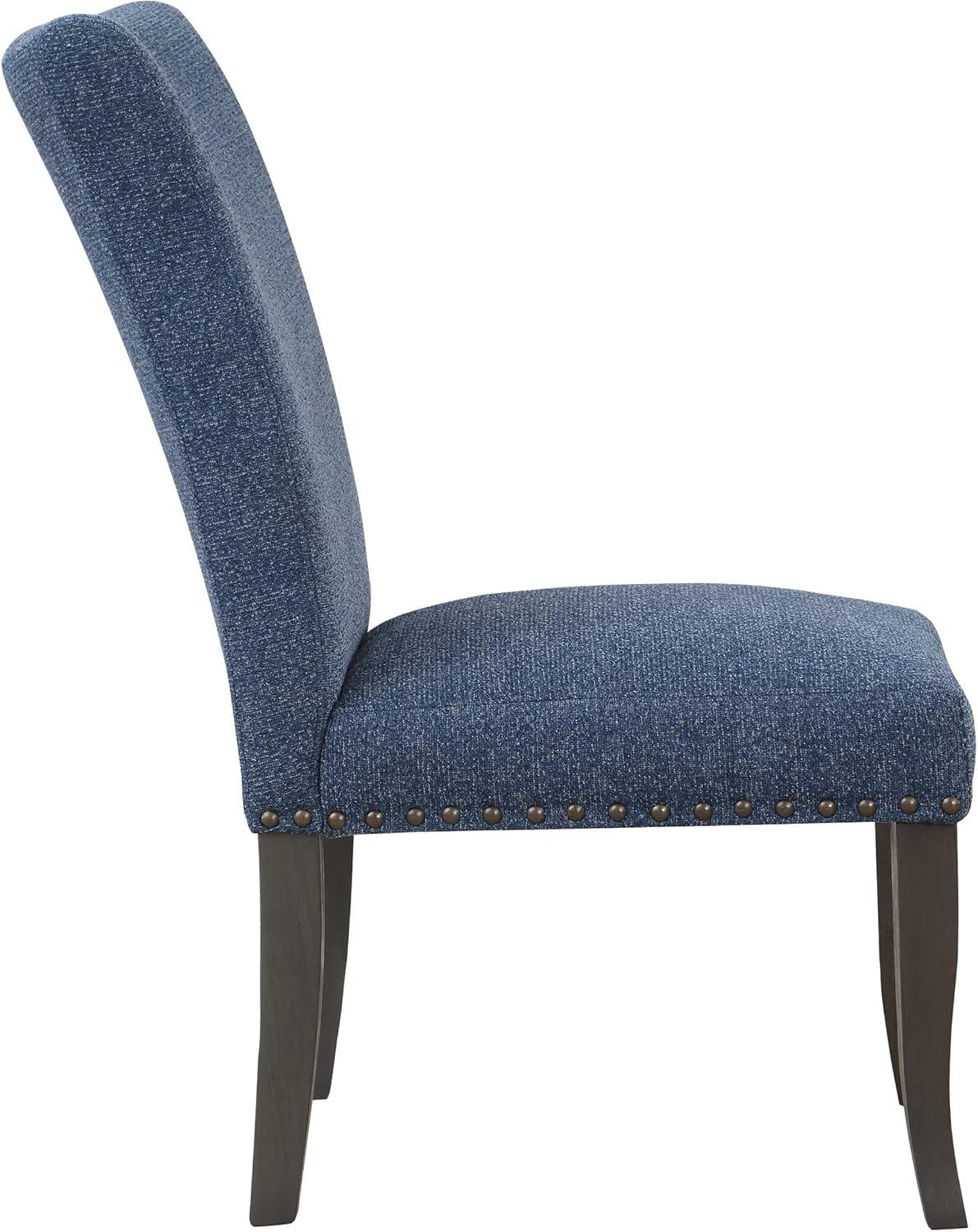 Hamilton Dining Chair 2-Pack with Gray Washed Legs in Atlantic Blue Fabric