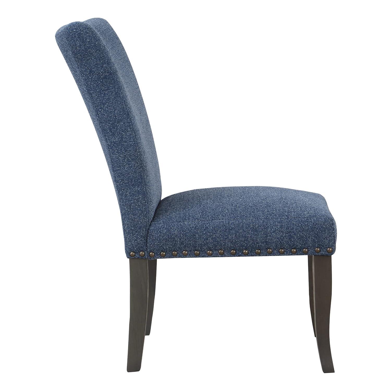 Hamilton Dining Chair 2-Pack with Gray Washed Legs in Atlantic Blue Fabric