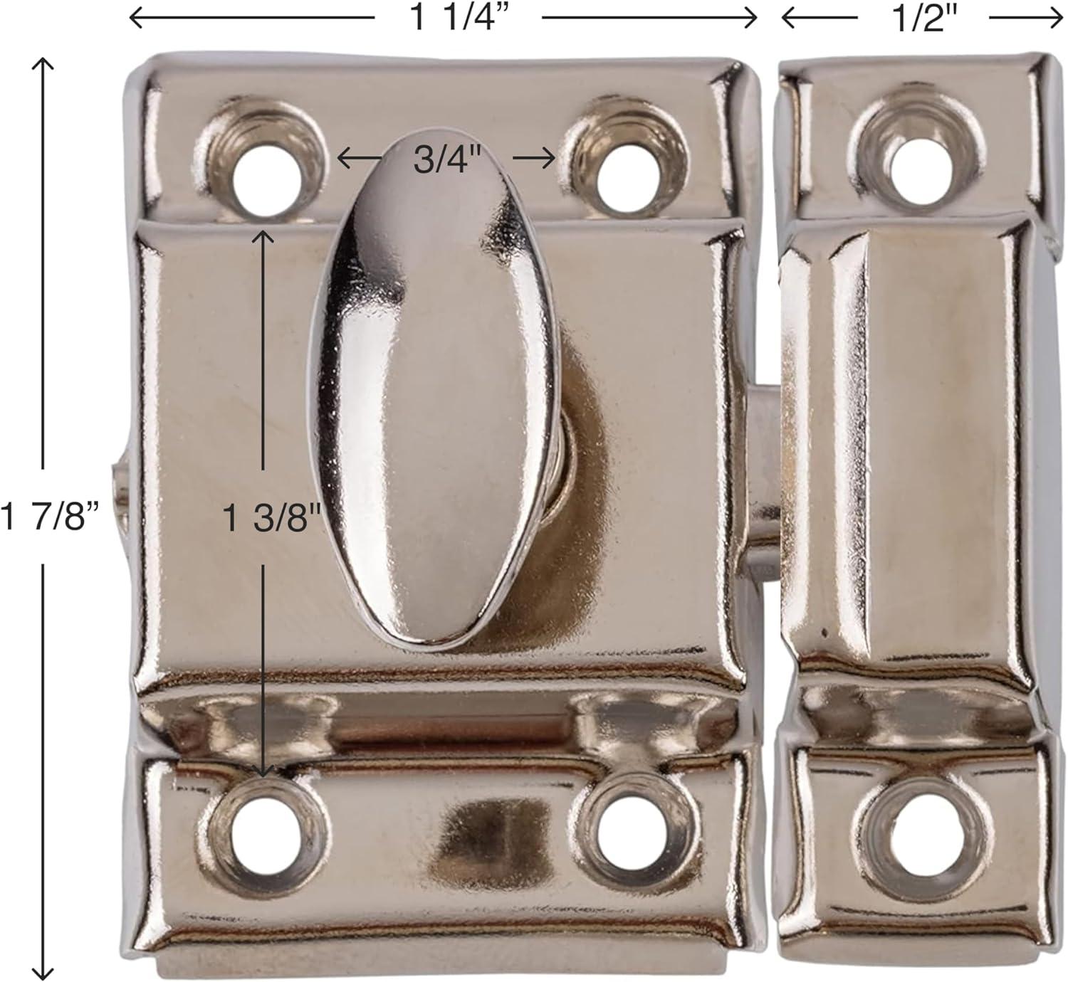 Small Nickel Oval Turn Cabinet Latch with Mounting Screws