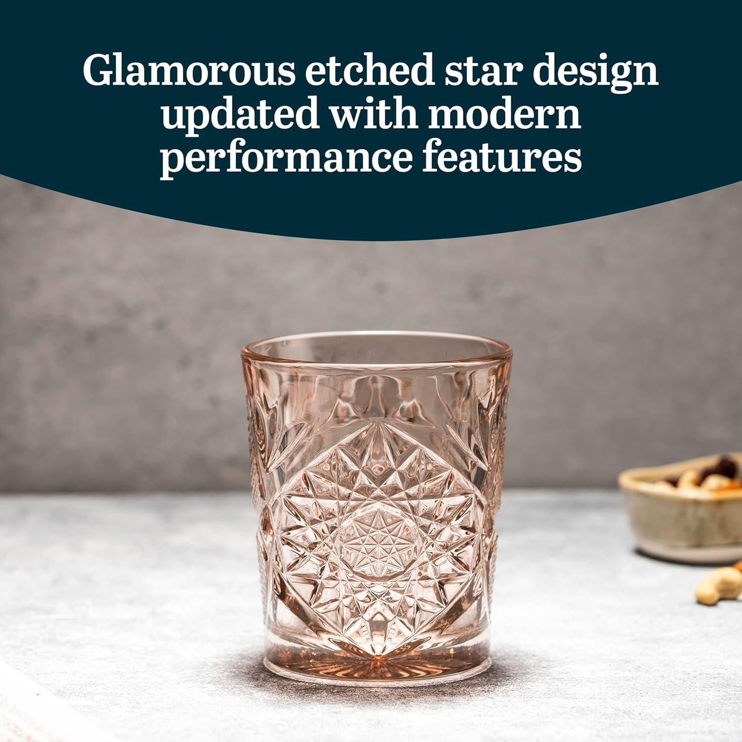 Libbey Hobstar Rose Double Old Fashioned Glasses, 12-Ounce (Set of 4)