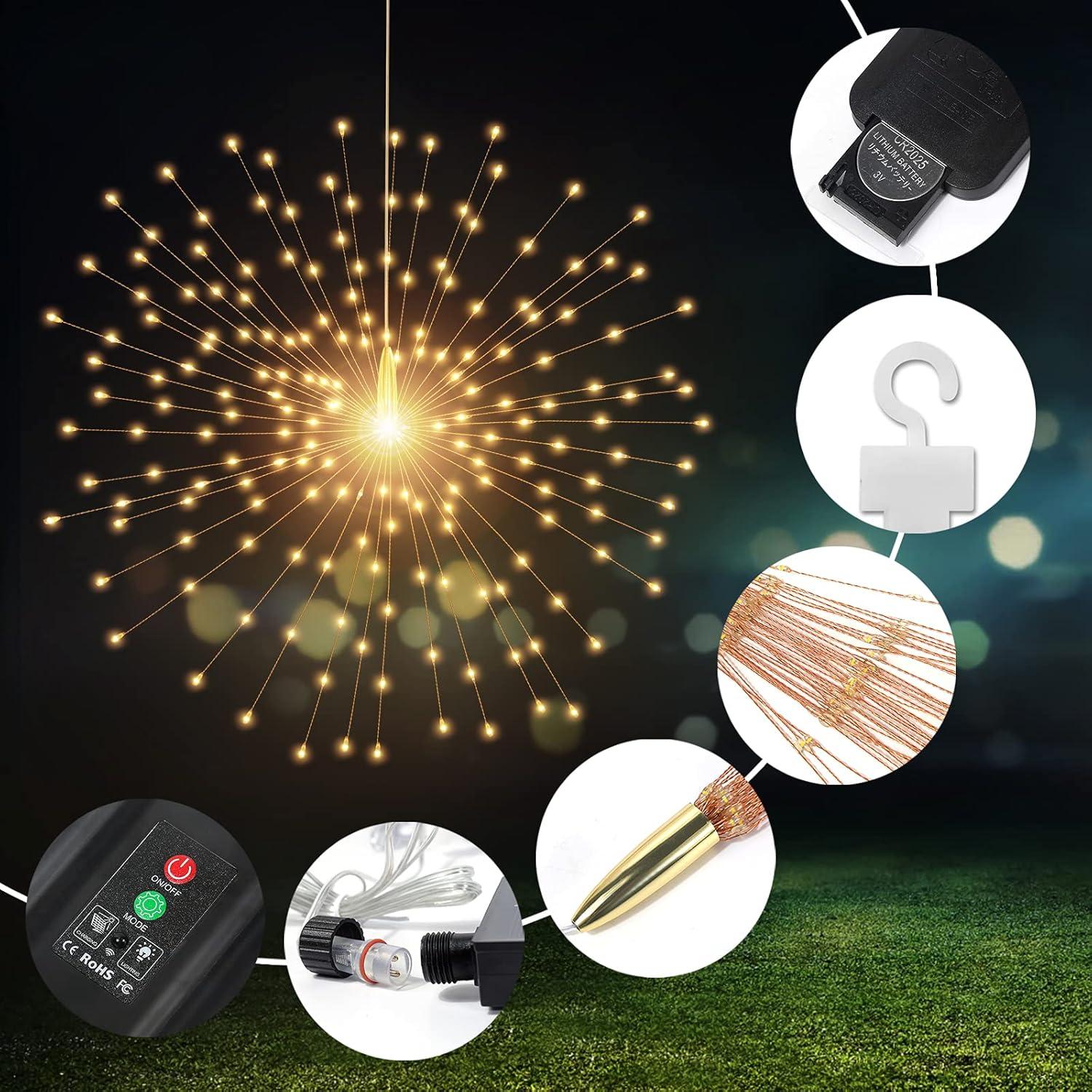 Warm White Solar Powered Copper Firework Fairy Lights