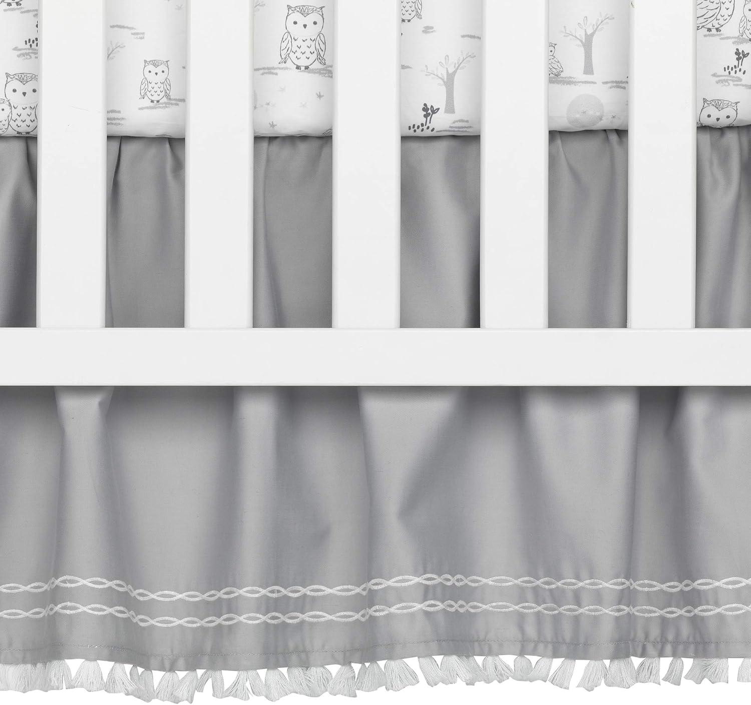 Lambs & Ivy Luna White/Gray Celestial Owl 4-Piece Nursery Baby Crib Bedding Set