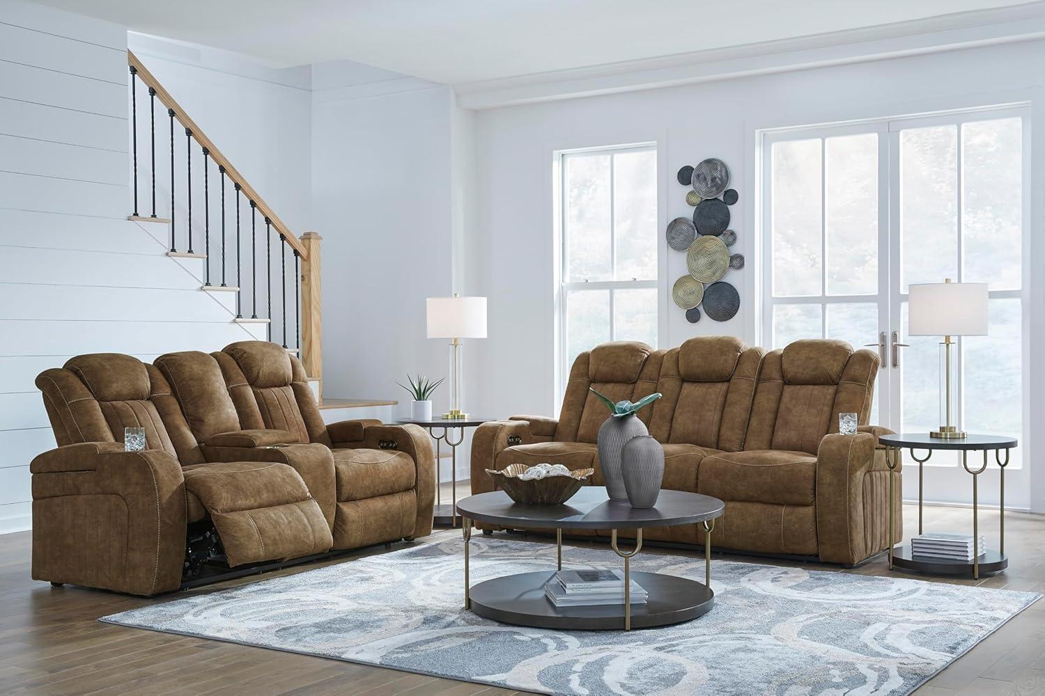 Signature Design by Ashley Wolfridge Brown Power Reclining Sofa