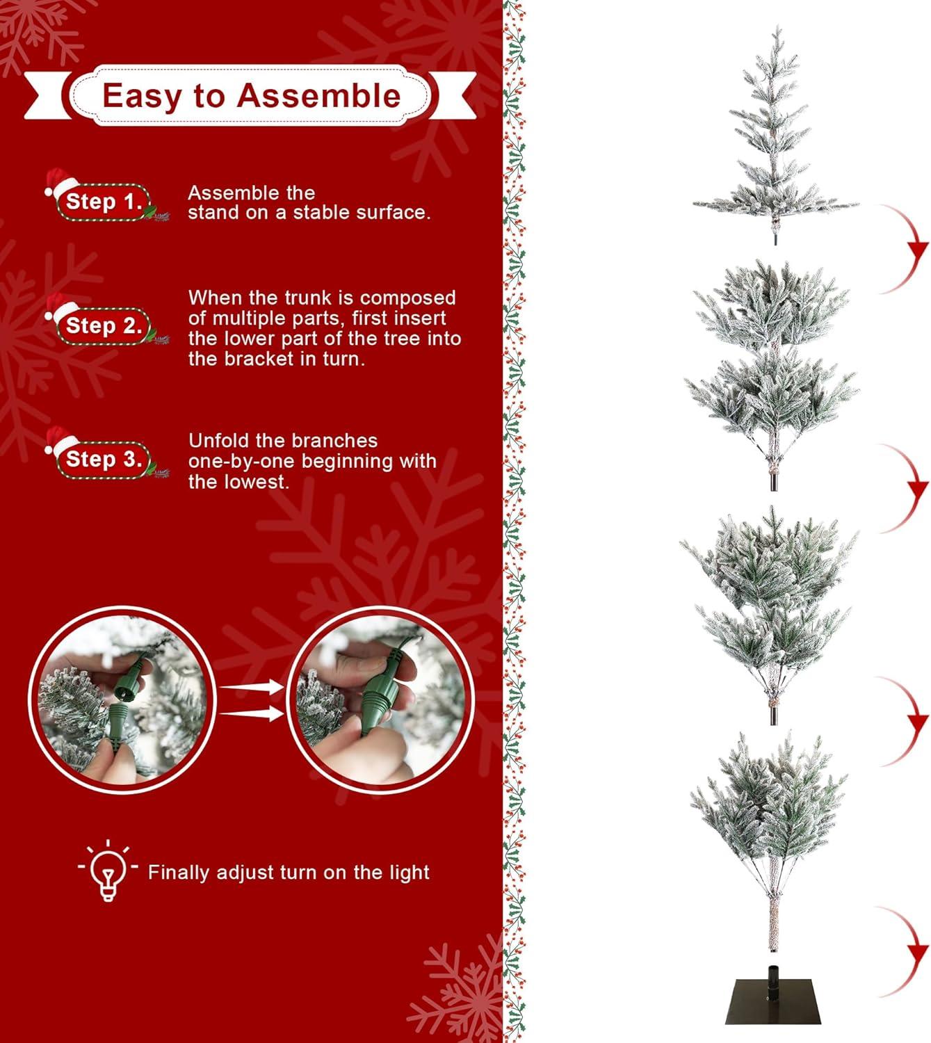 Glitz Design Glitzhome 9ft Deluxe Pre-Lit Flocked Pine Artificial Christmas Tree with 650 Warm White