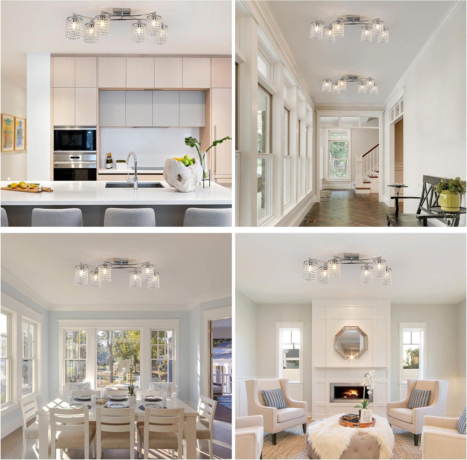 Mercer41 6 - Light 35.03" Dimmable Crystal Flush Mount