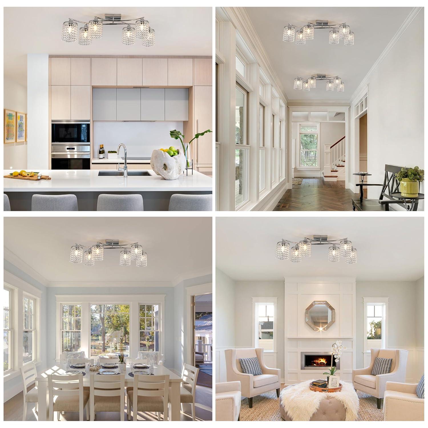 Mercer41 6 - Light 35.03" Dimmable Crystal Flush Mount