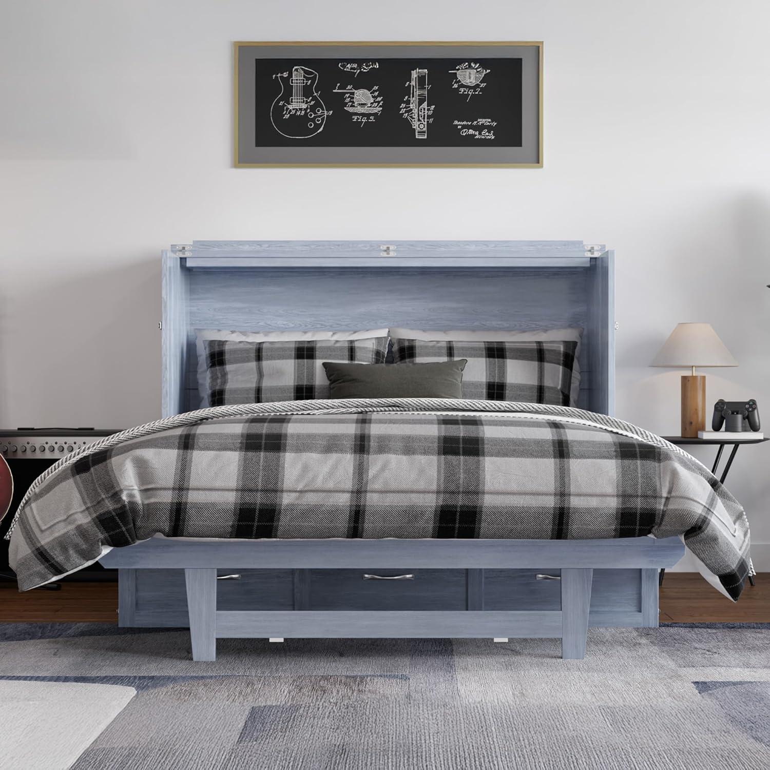Full Northfield Murphy Bed Chest in Driftwood Grey