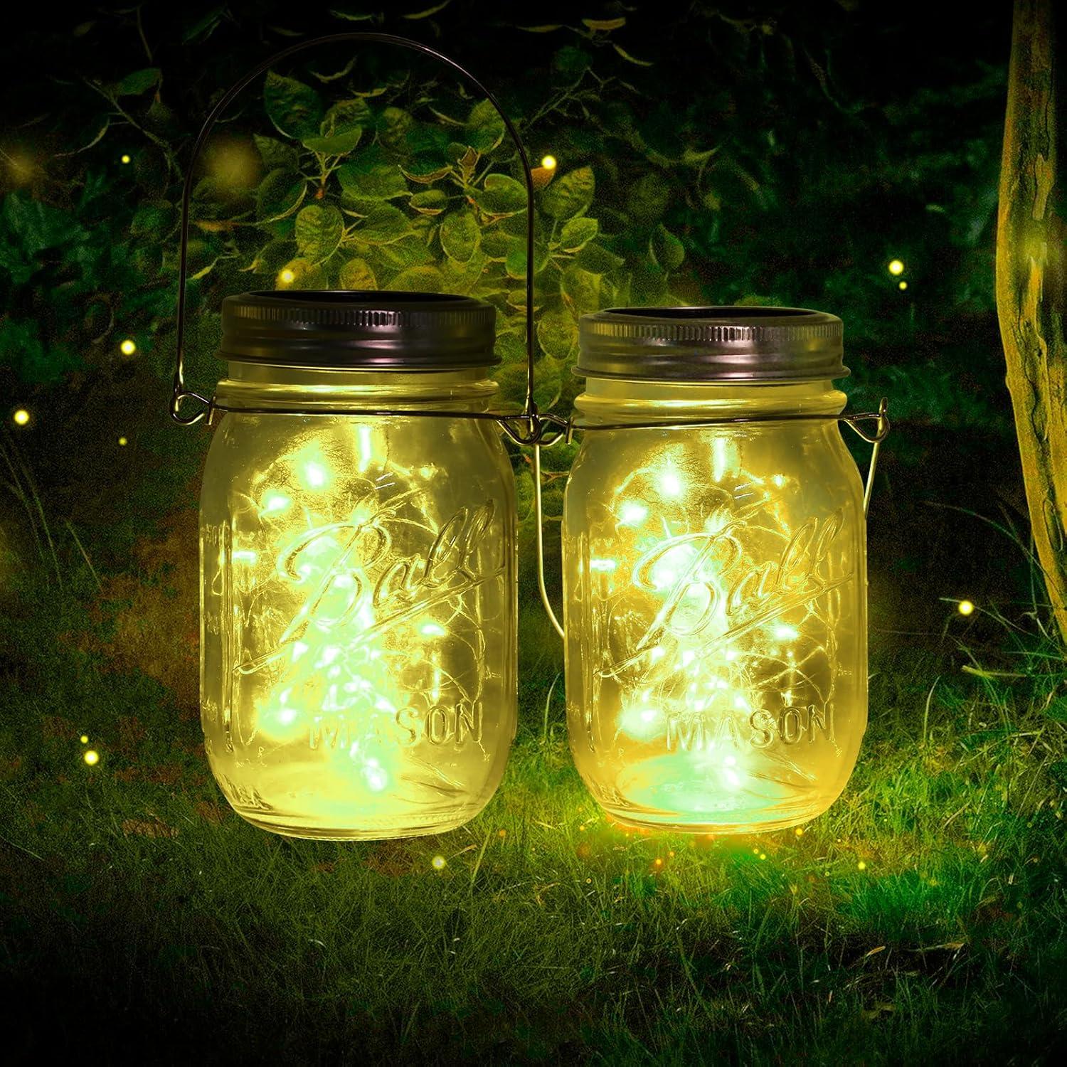 ZNYCYE Mason Jar Solar Lights for Outside, 12 Pack 30 LED Fairy Firefly Lights Mason Jar Solar Lids Outdoor Waterproof String Lights with Hangers(NO JARS) for Patio Garden Yard Lawn Decor - Warm White