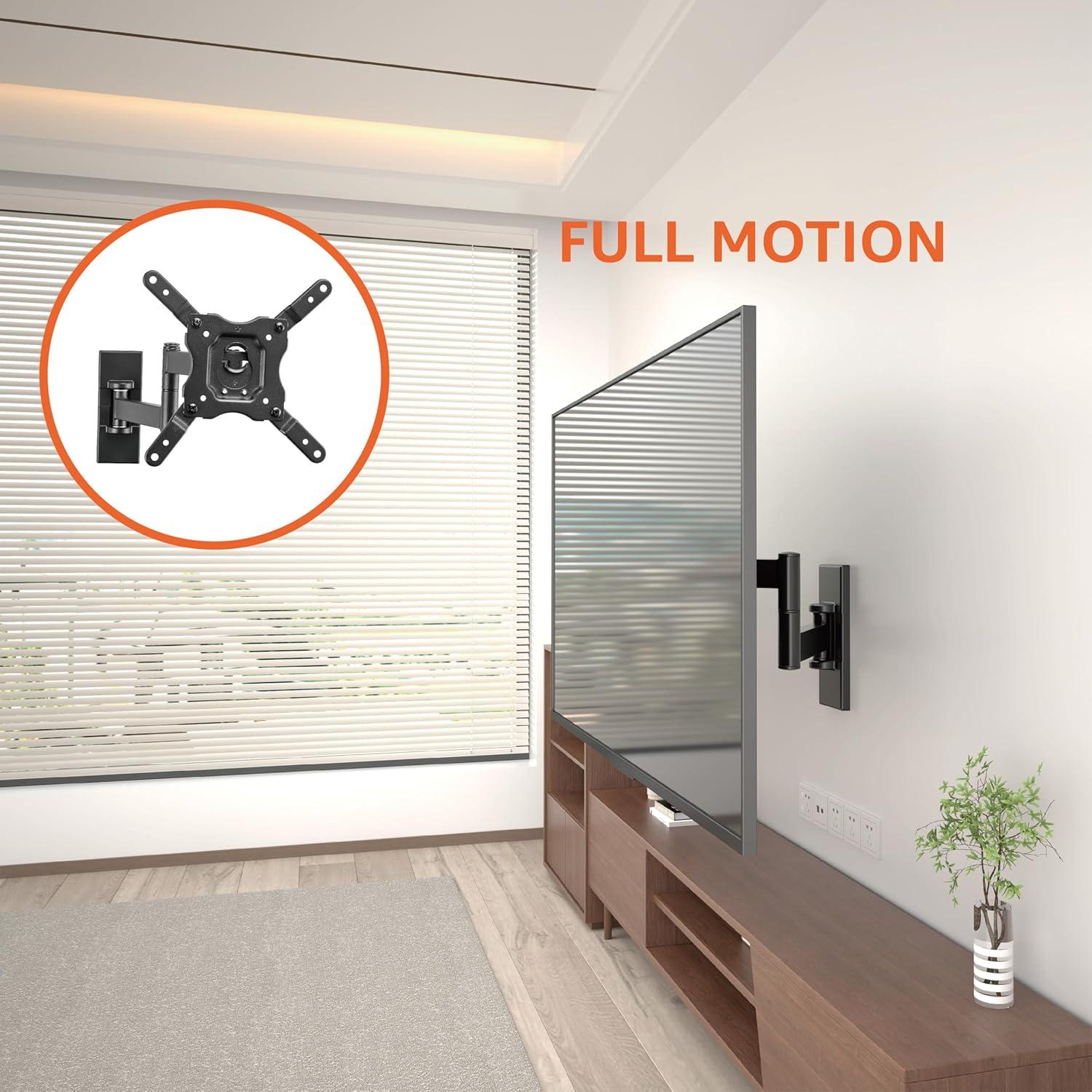 Black Full Motion TV Wall Mount for 12" to 40" TVs