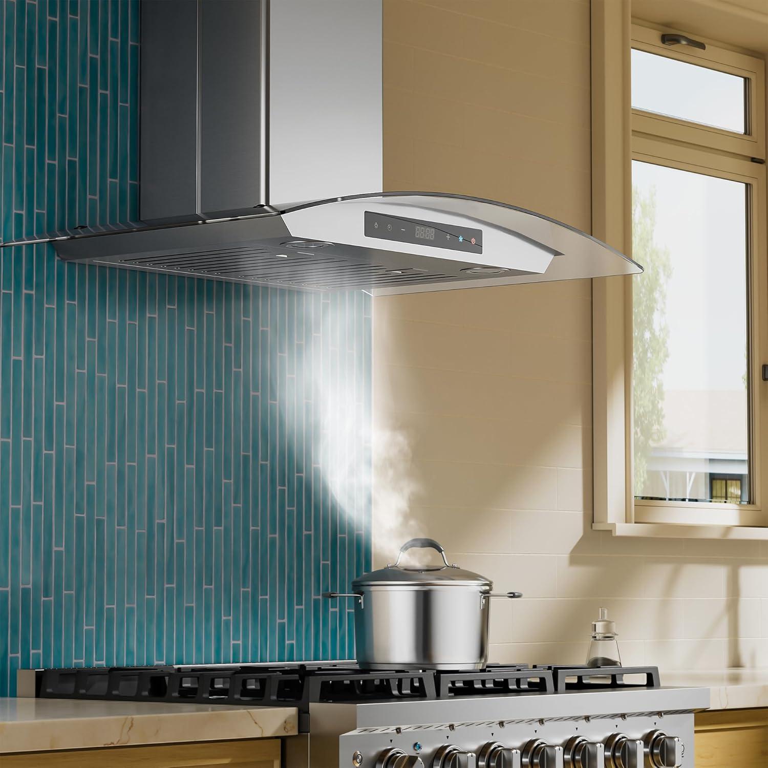 Empava 30" Metal 400 CFM Ducted (Vented) Island Range Hood with Baffle Filter