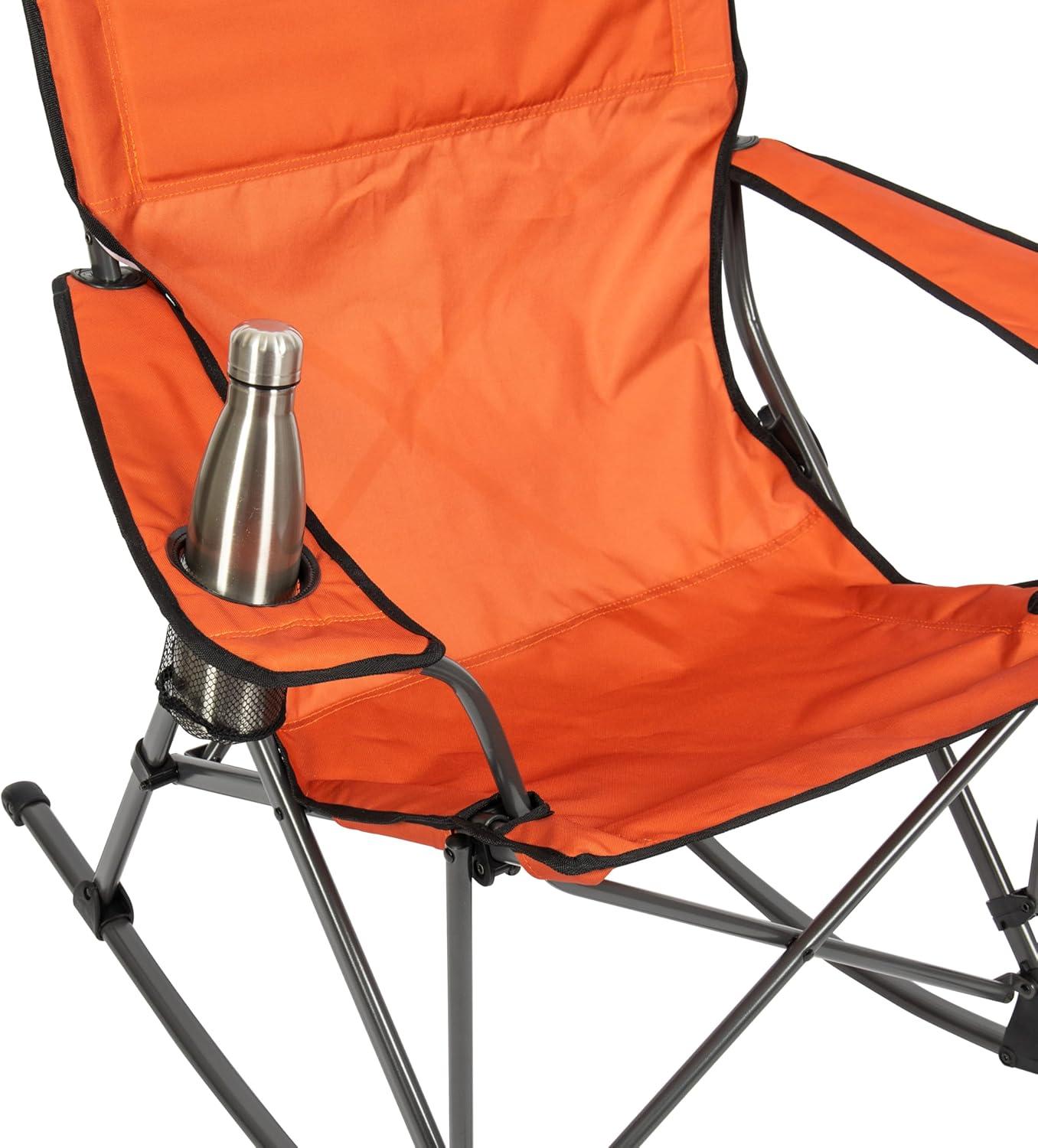 Orange PVC-Coated Folding Rocking Chair with Arms