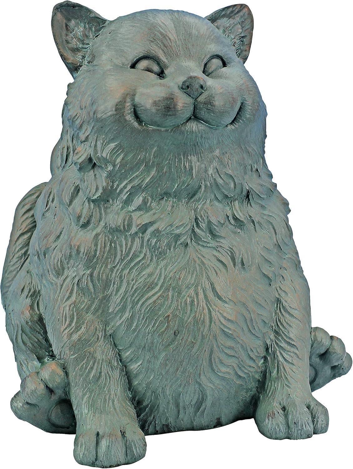 Design Toscano Sitting Phat Cat Animal Statue, 8 Inch, Resin, Faux Bronze Finish