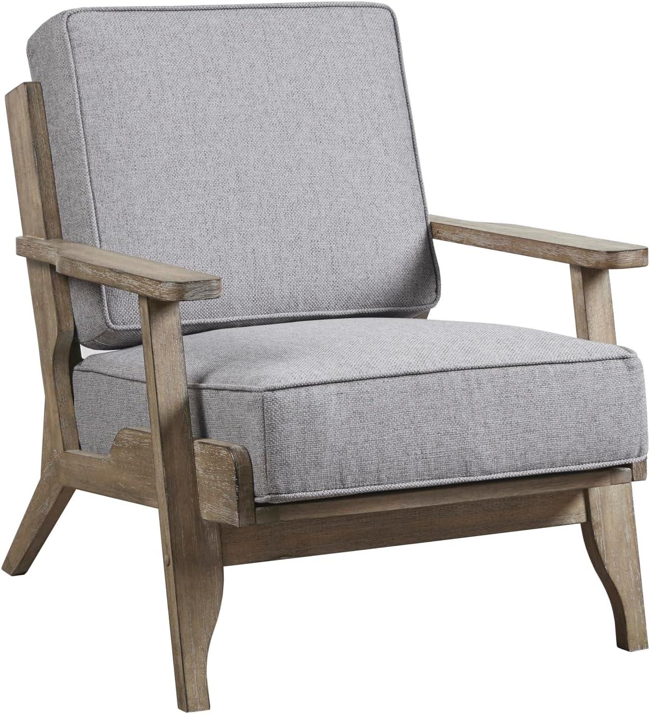 Malibu Accent Chair Gray: Upholstered Farmhouse-Inspired, Rubberwood Frame, 300lbs Capacity