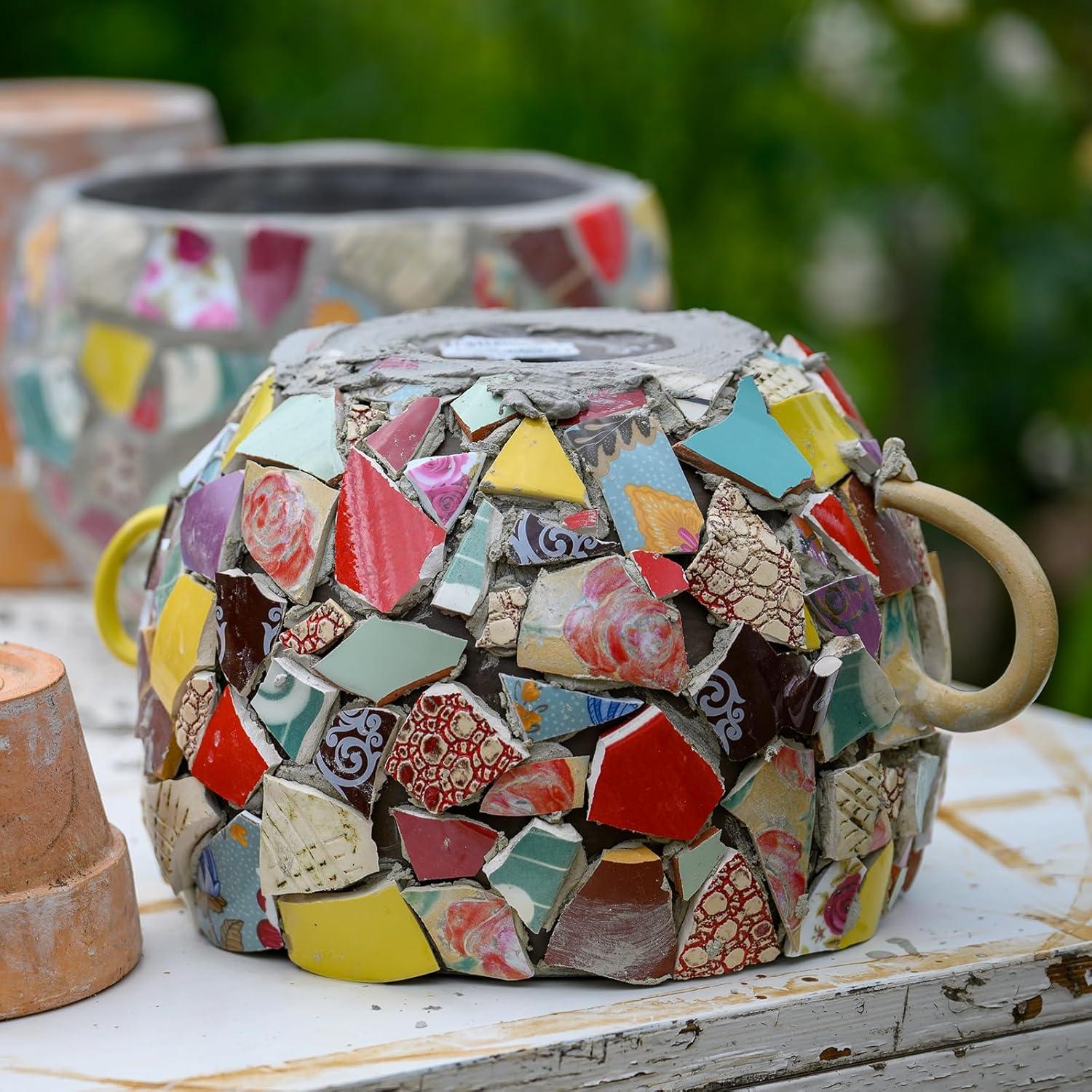 Uxcell 100g Ceramic Mosaic Tiles for Crafts Bulk, Pebble Ice Green Ceramic Tiles for Mosaic Kits