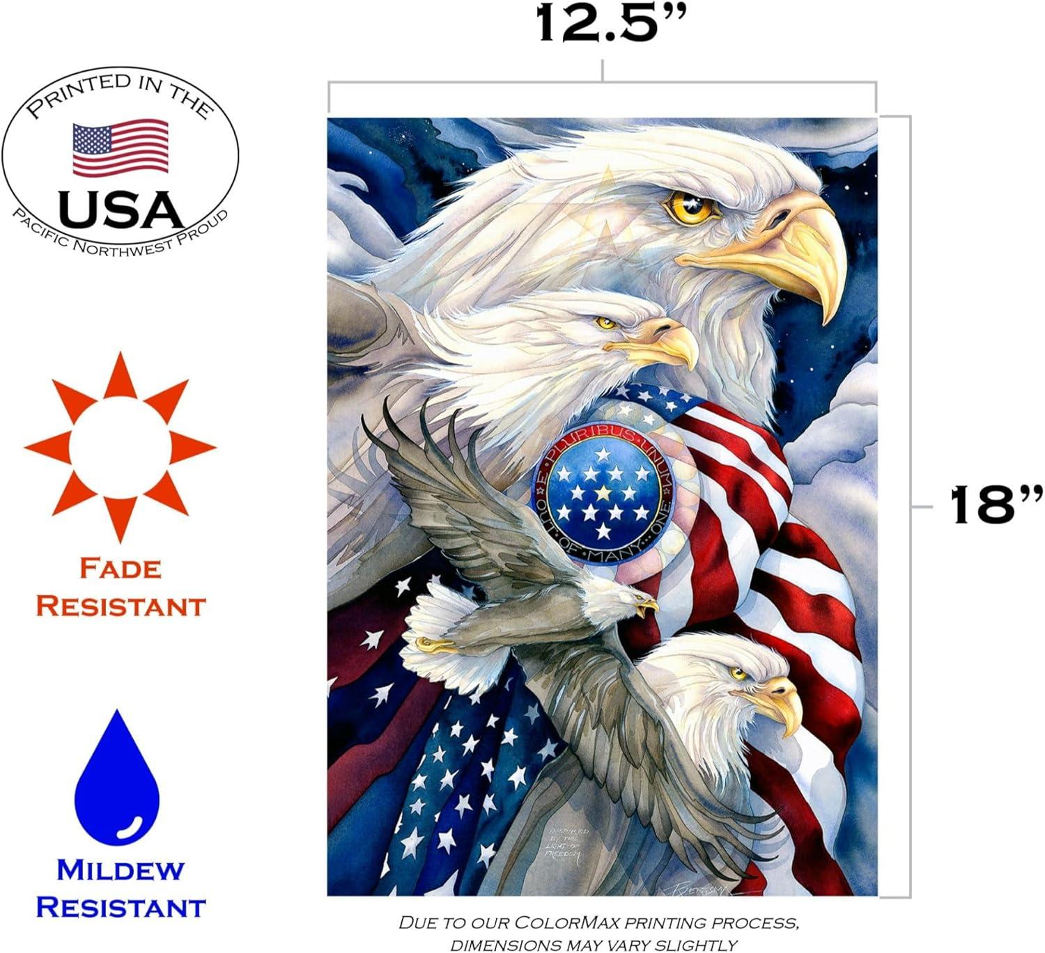Toland Home Garden Stand In Unity Bald Eagle Patriotic Flag Double Sided 12x18 Inch