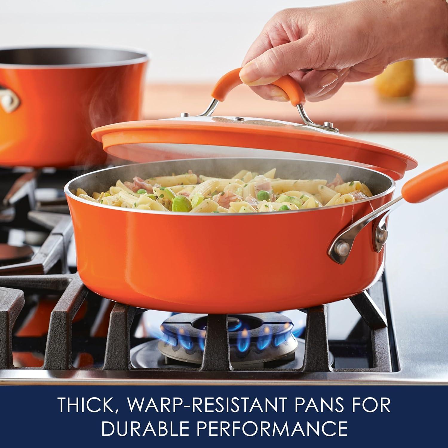 Rachael Ray Rachael Ray Cook & Create Nonstick Saute Pan With Lid, 3 Quart, Orange