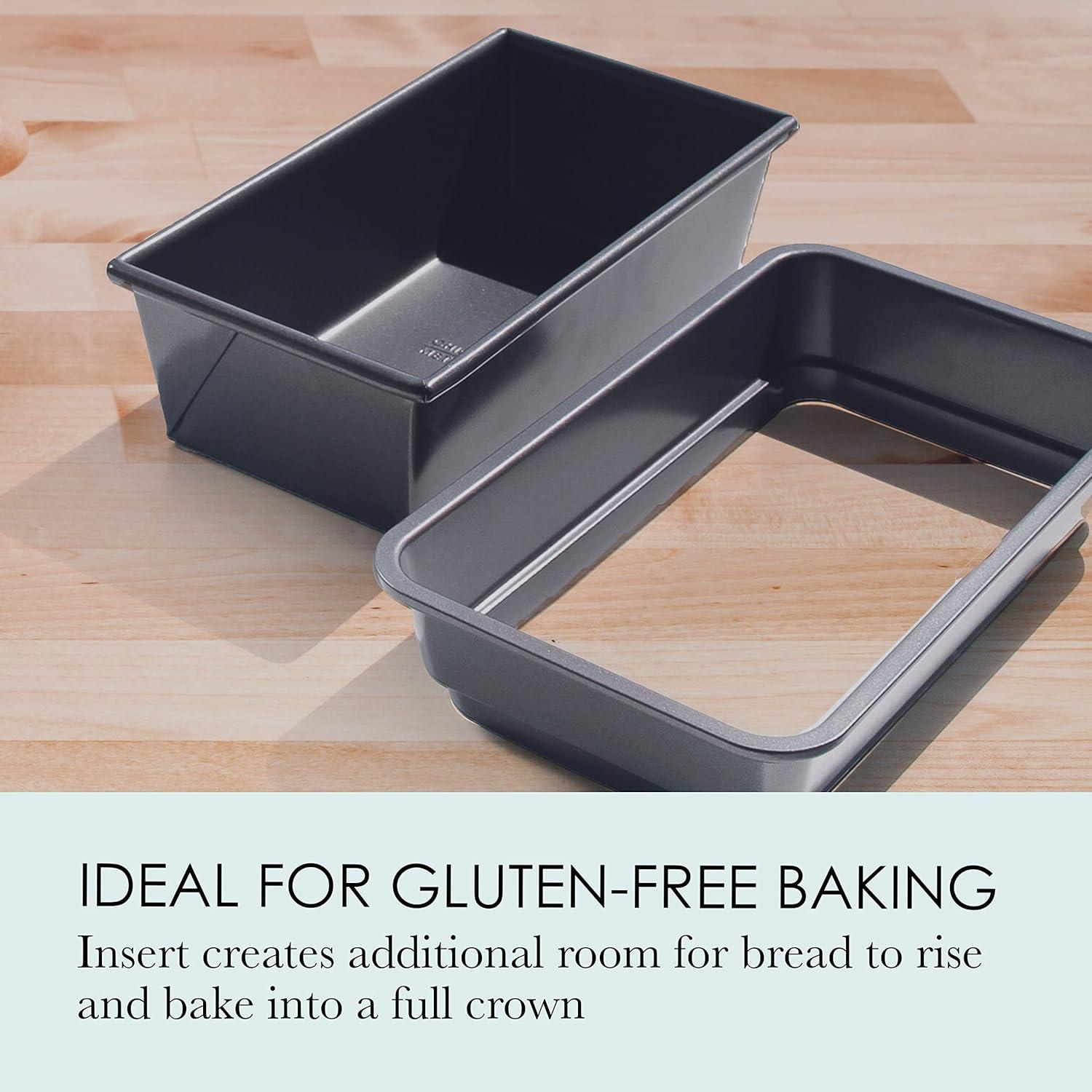 Chicago Metallic 5.9" Gluten Free Bread Loaf Pan: Nonstick Aluminized Steel, Dishwasher-Safe, Rectangle, 10.2" Depth