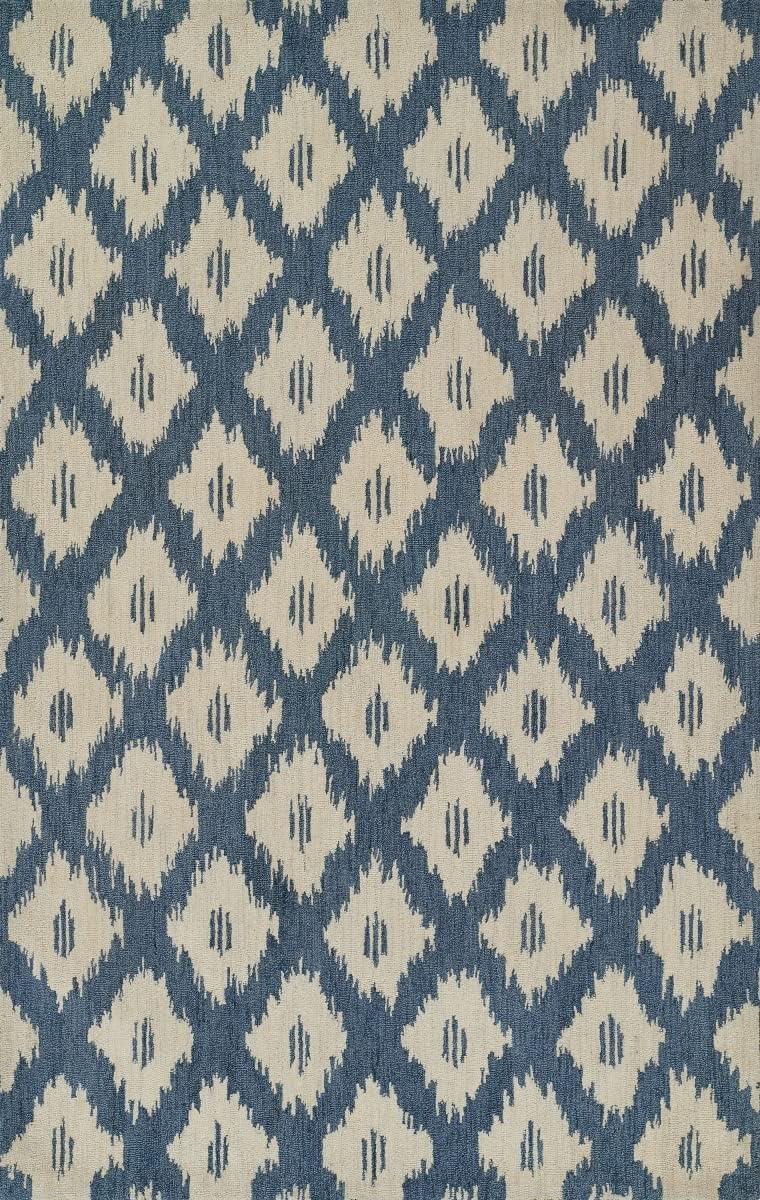 Momeni 3'6"x5'6" Leiden Ikat Huxley Handtufted Area Rug Slate Blue: Wool, Medium Pile, Classic Pattern, Indoor Use