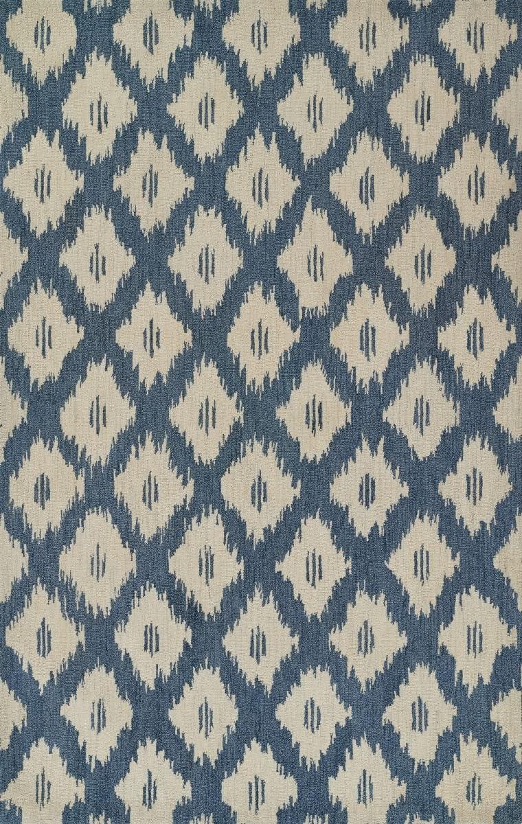 Slate Blue Hand Tufted Wool Ikat Rug, 3'6" x 5'6"