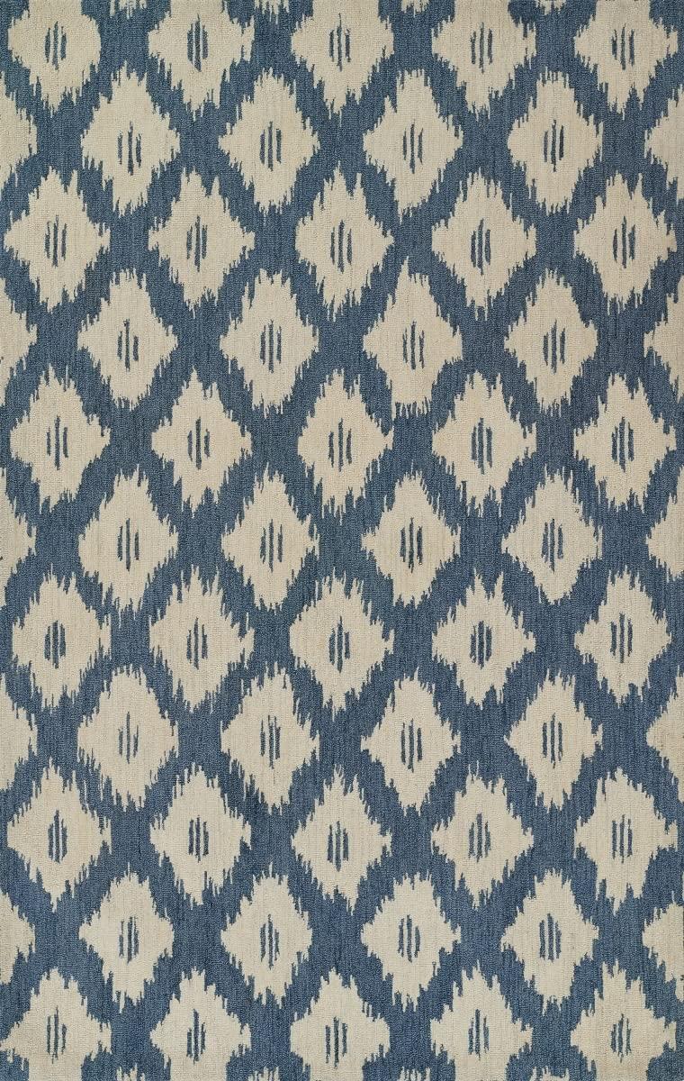 Momeni 3'6"x5'6" Leiden Ikat Huxley Handtufted Area Rug Slate Blue: Wool, Medium Pile, Classic Pattern, Indoor Use