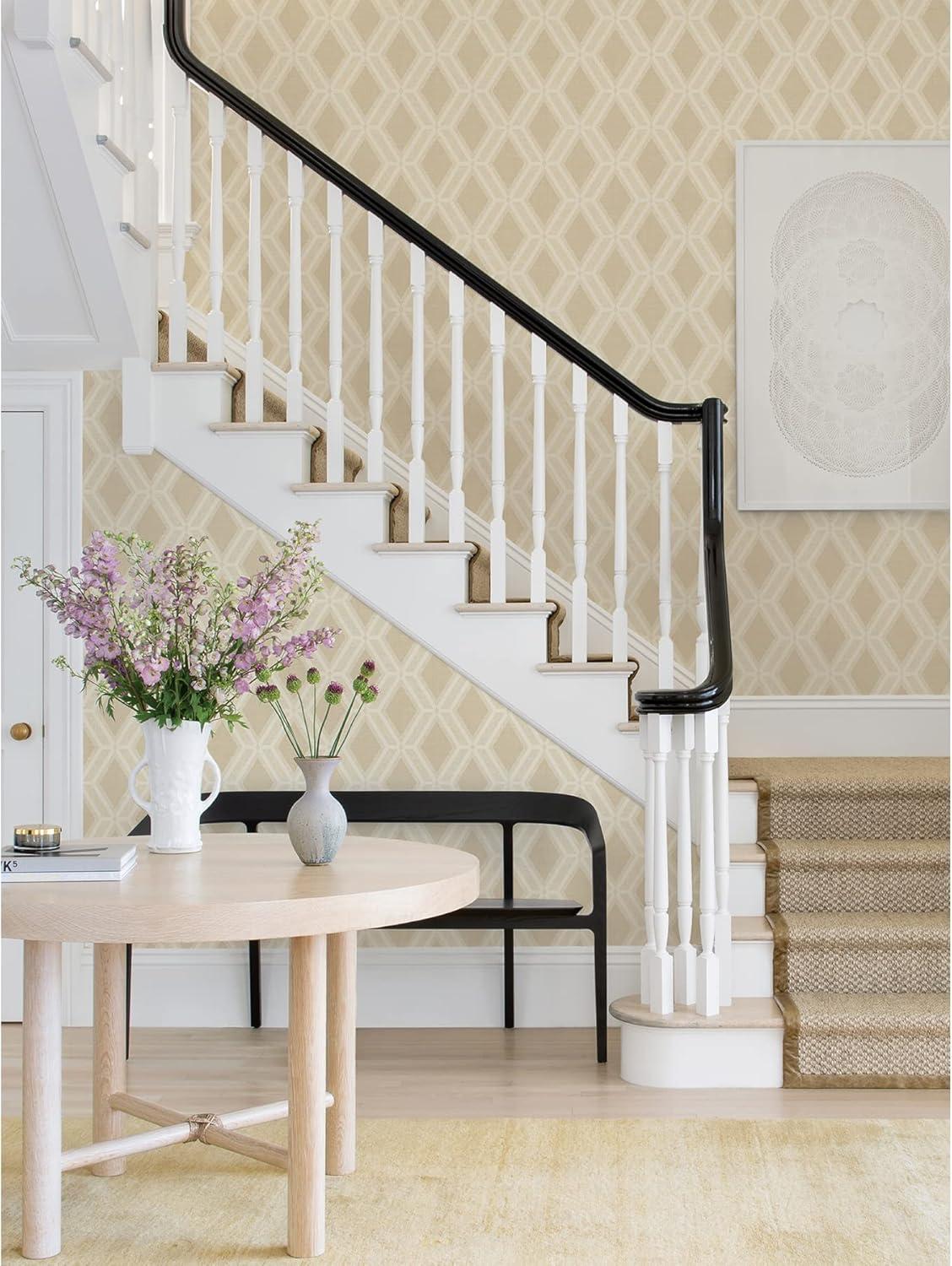 Mersenne Beige Geometric Vinyl Wallpaper