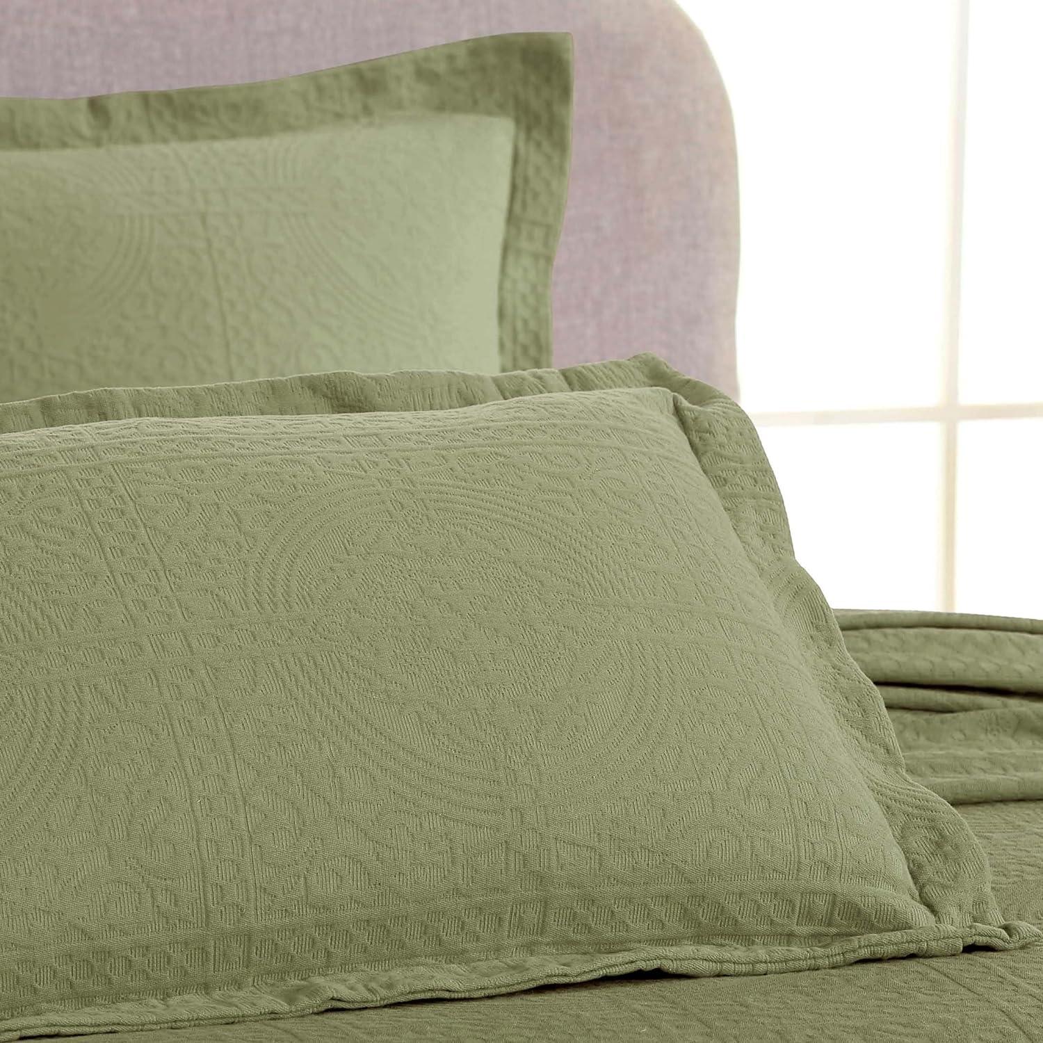 Sage Cotton Twin Bedspread Set with Pillowsham