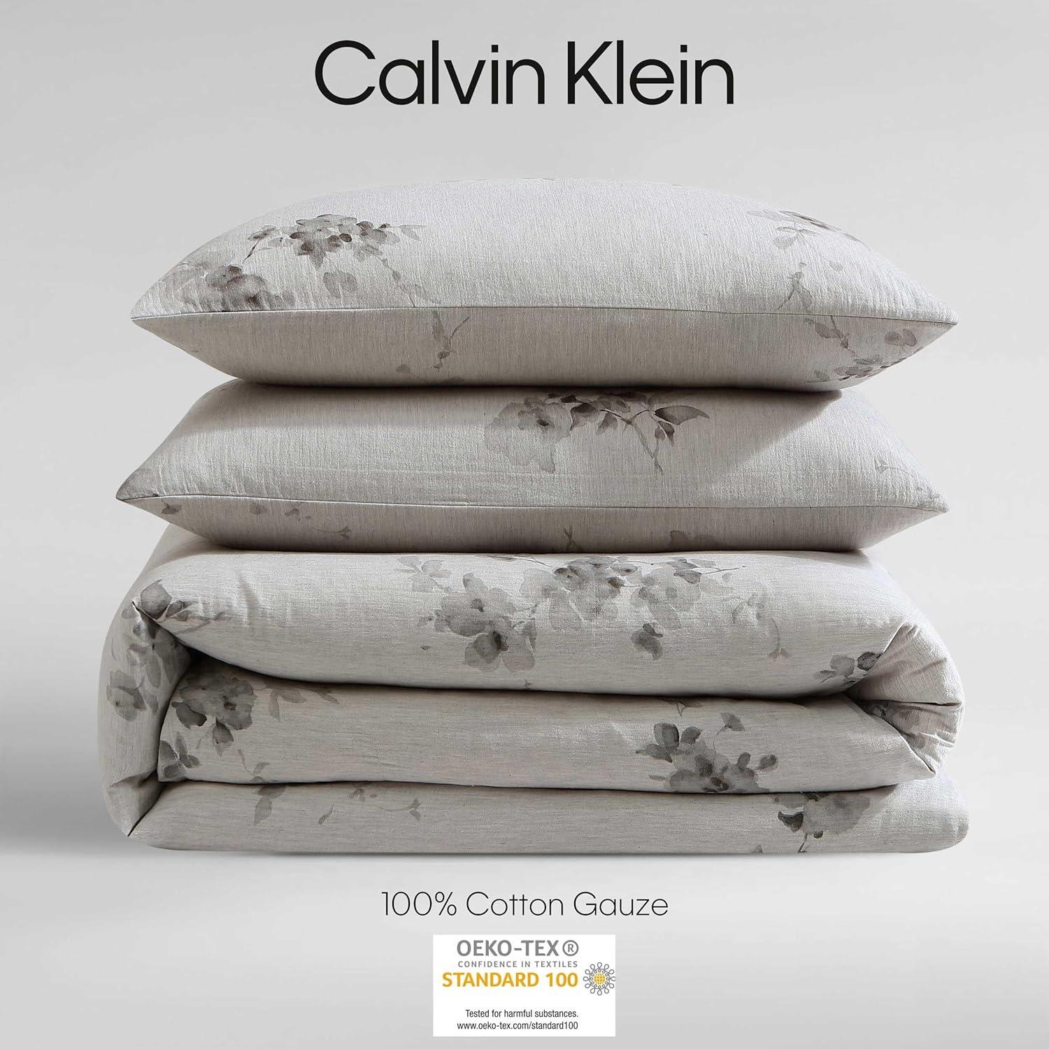 Calvin Klein Calvin Klein Aquarelle Floral Cotton Grey Comforter Set